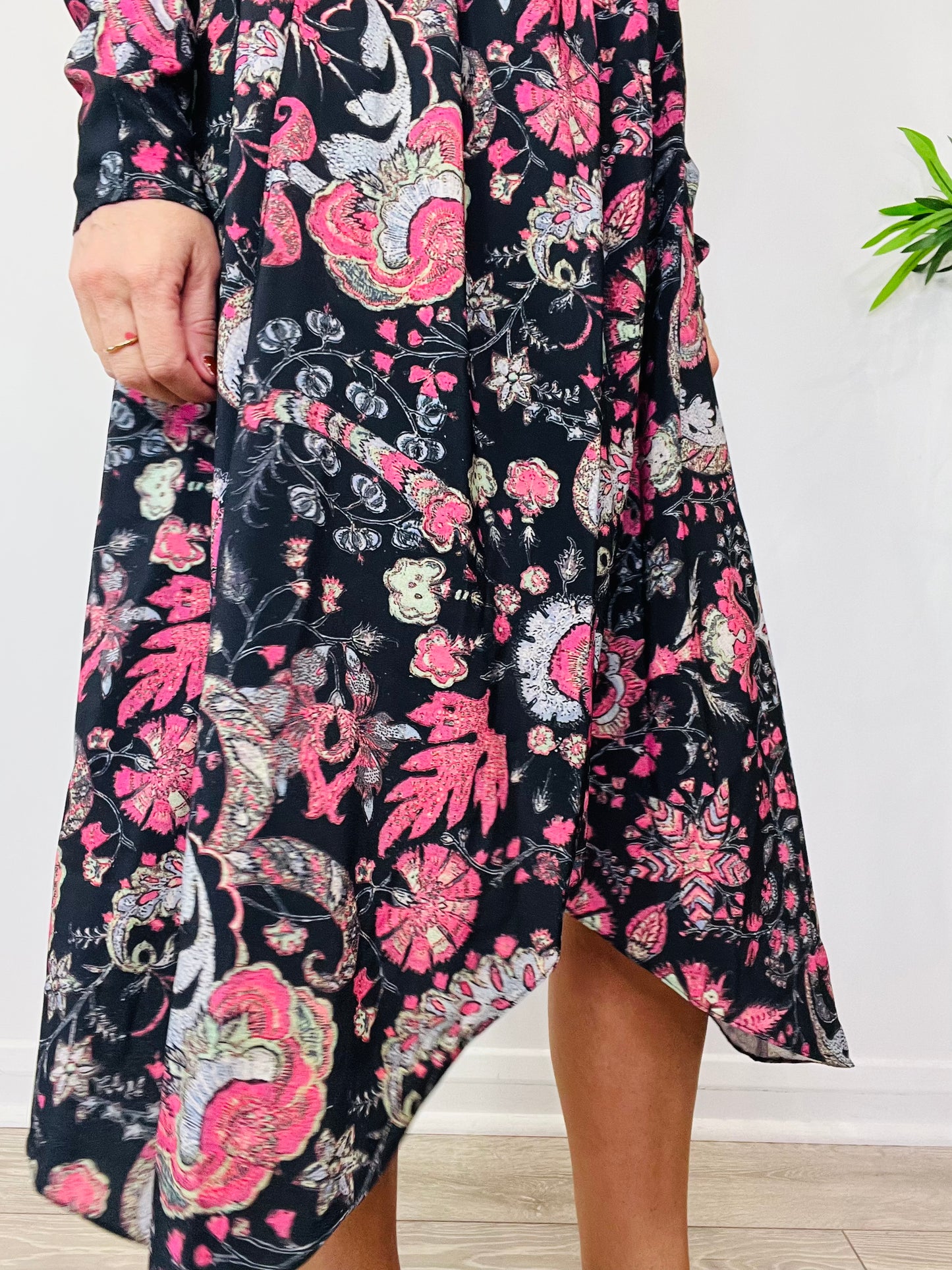 Patterned Midi Dress - Size 36