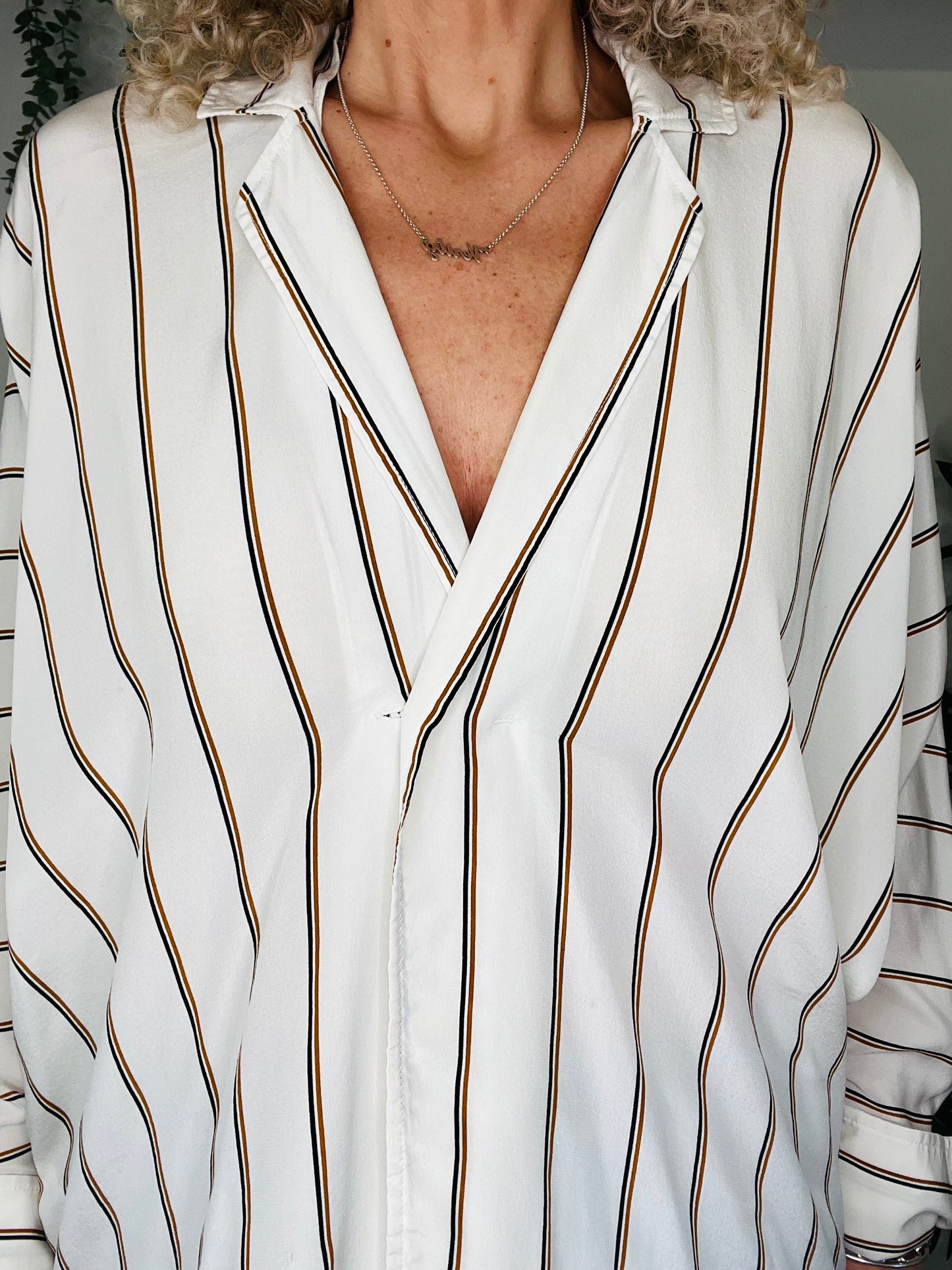 Silk Striped Shirt - Size 10