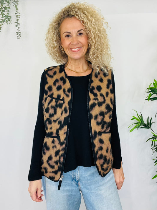 Leopard Print Gilet - Size S