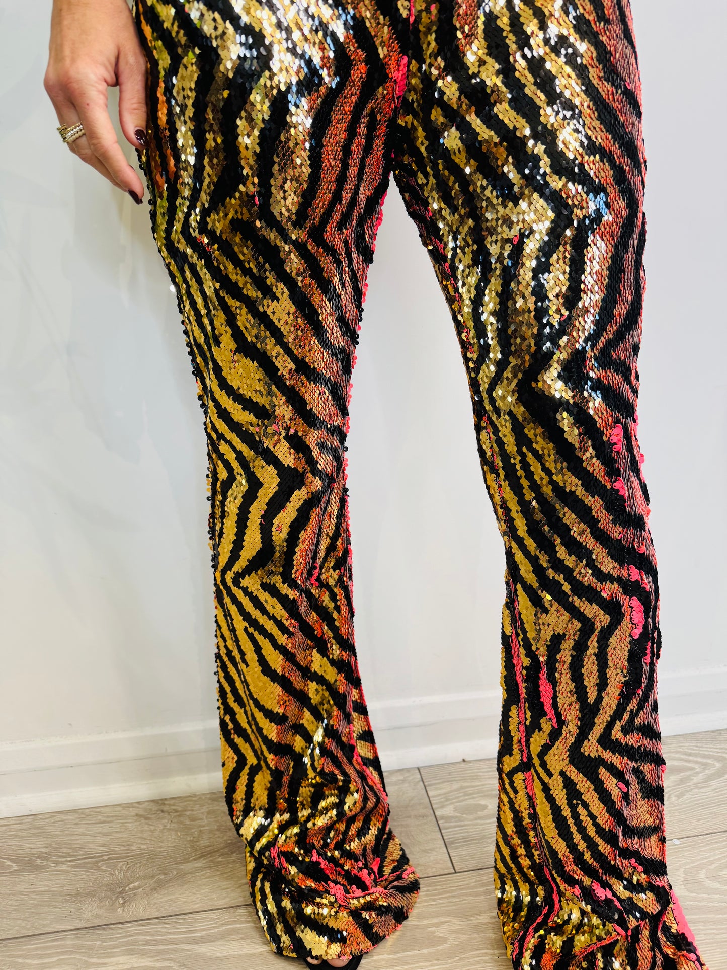 Tiger Sequin Trousers - Size L