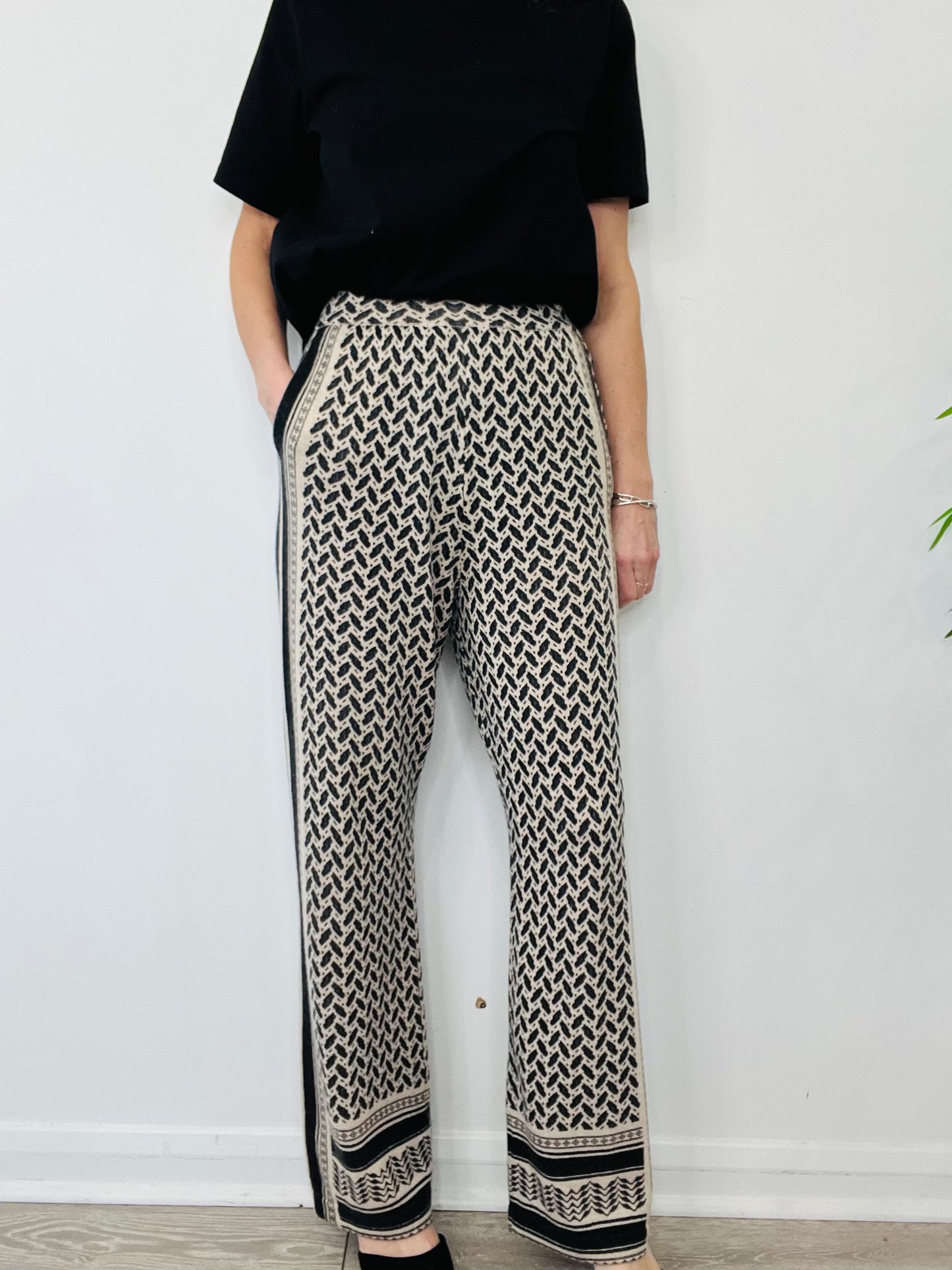 Patterned Cashmere Trousers - Size M