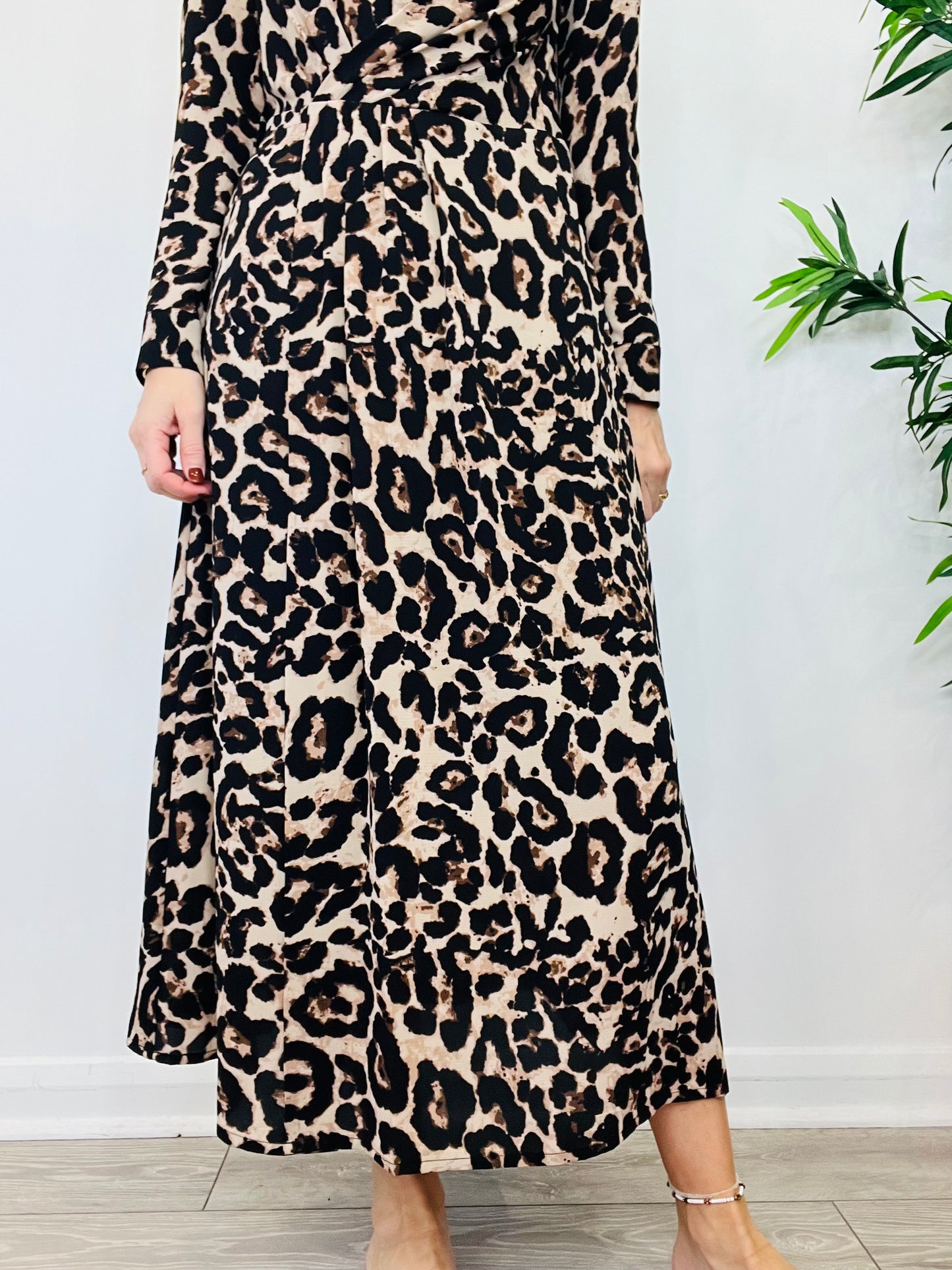 Leopard Print Maxi Dress - Size 38