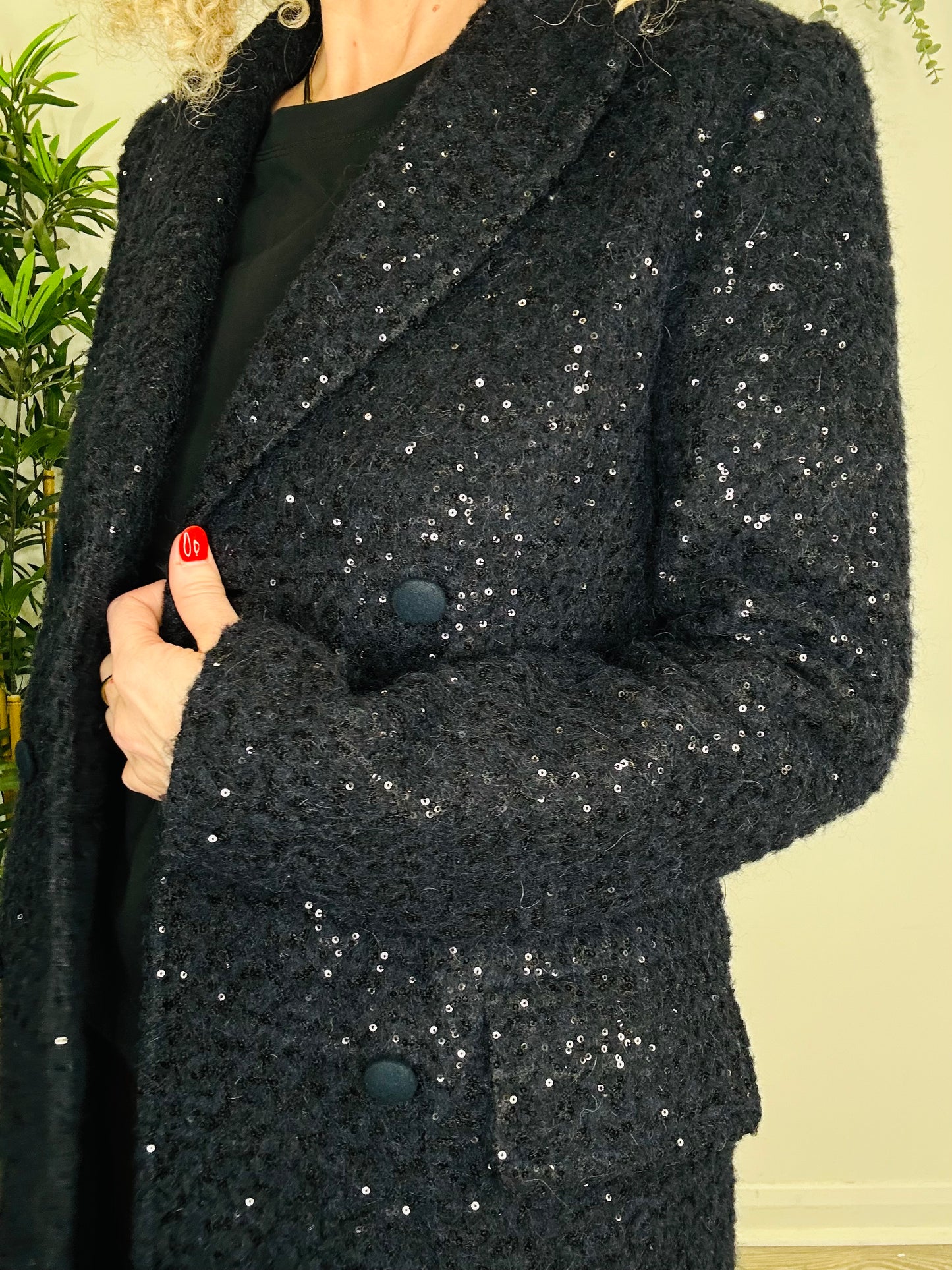 Sequin Wool Coat - Size 10