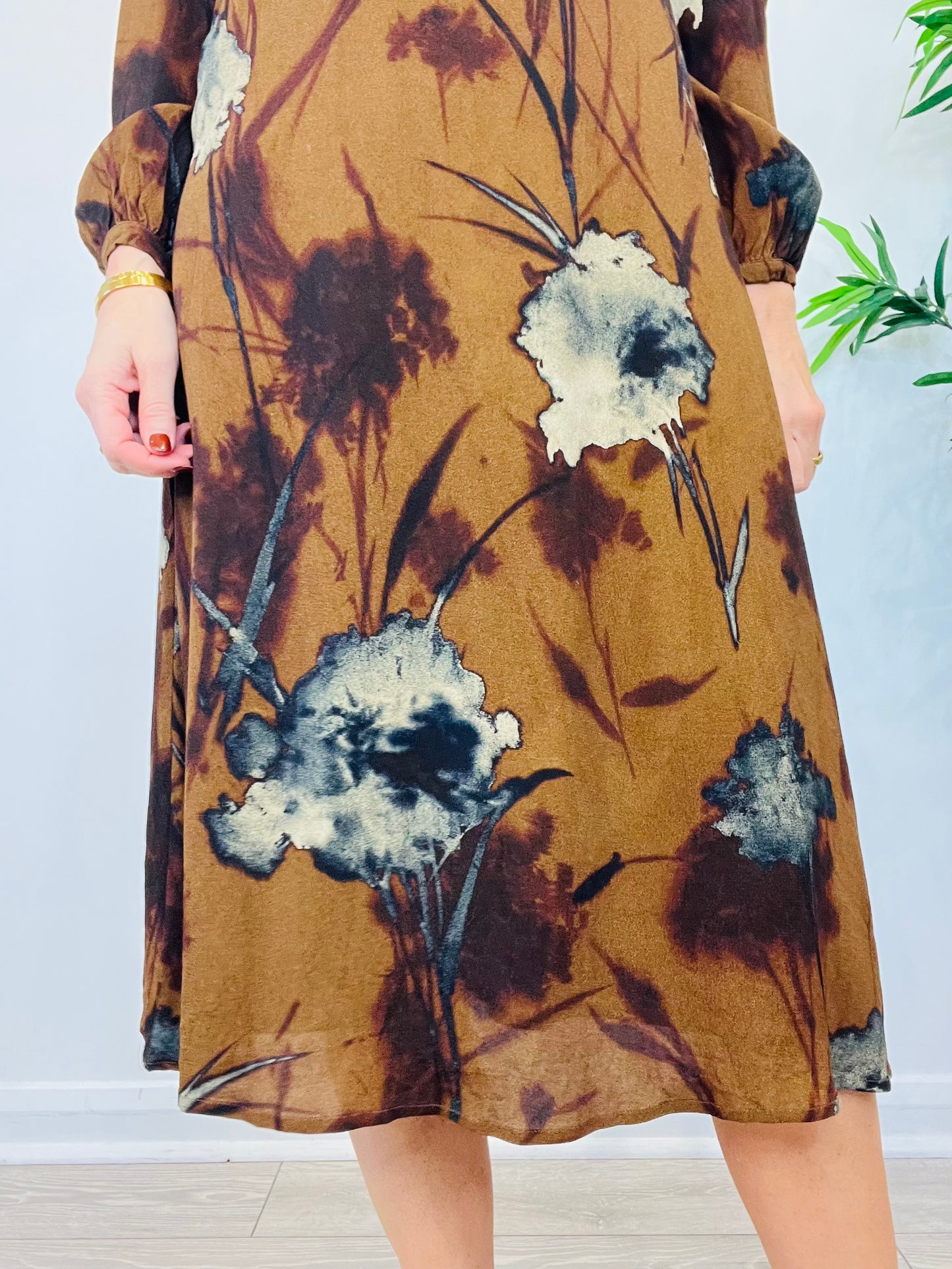 Patterned Midi Dress - Size 10