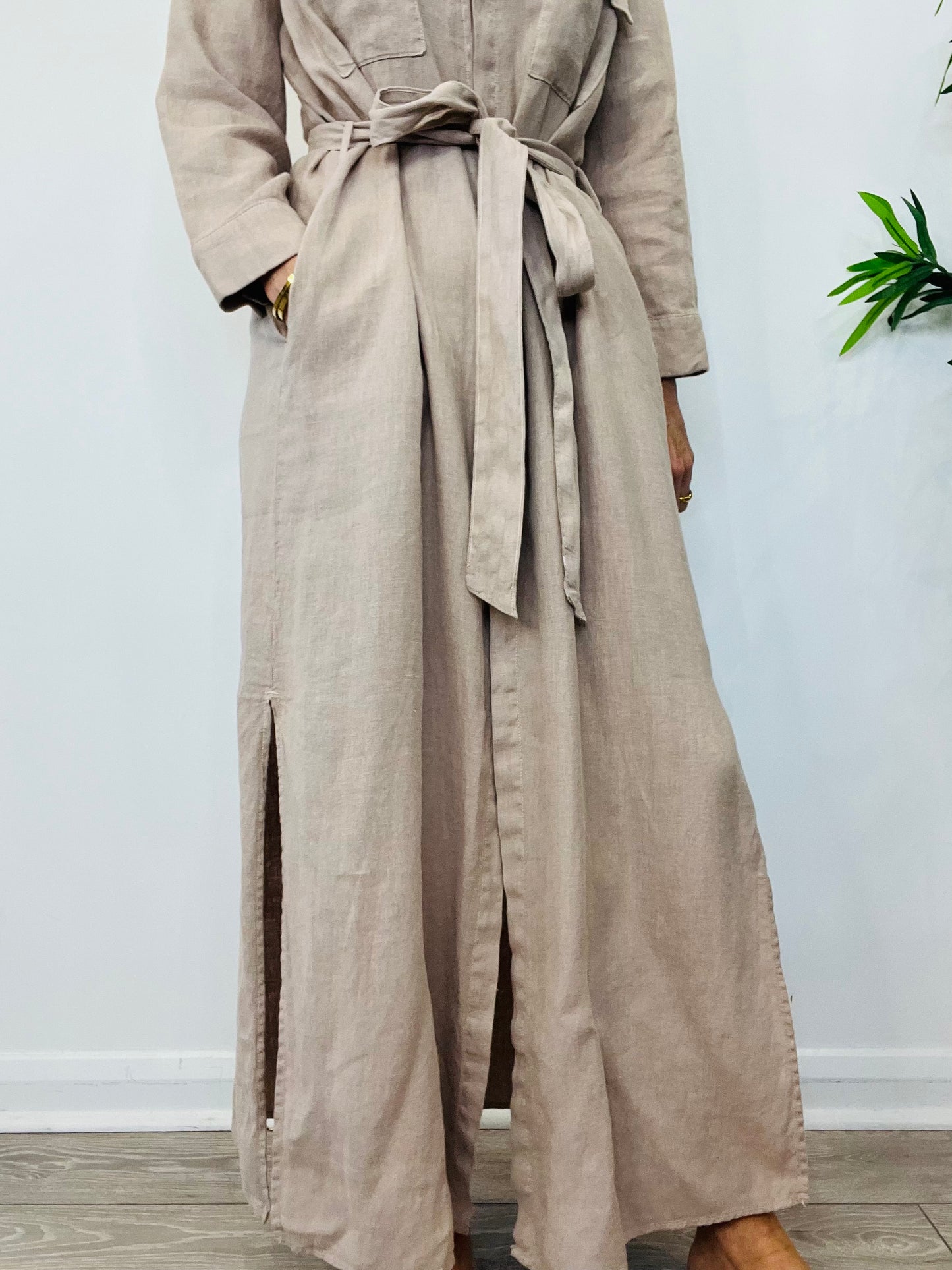 Linen Shirt Dress - Size L