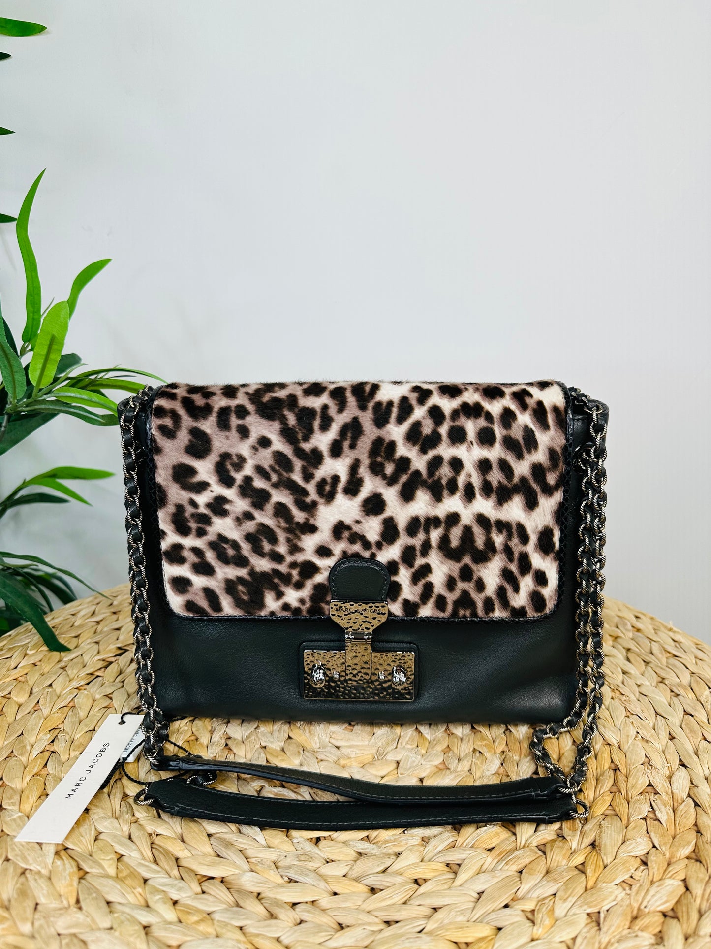 Leather Leopard Print Crossbody Bag