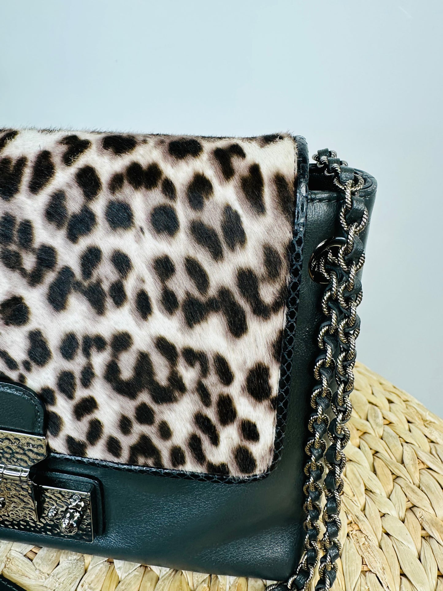 Leather Leopard Print Crossbody Bag