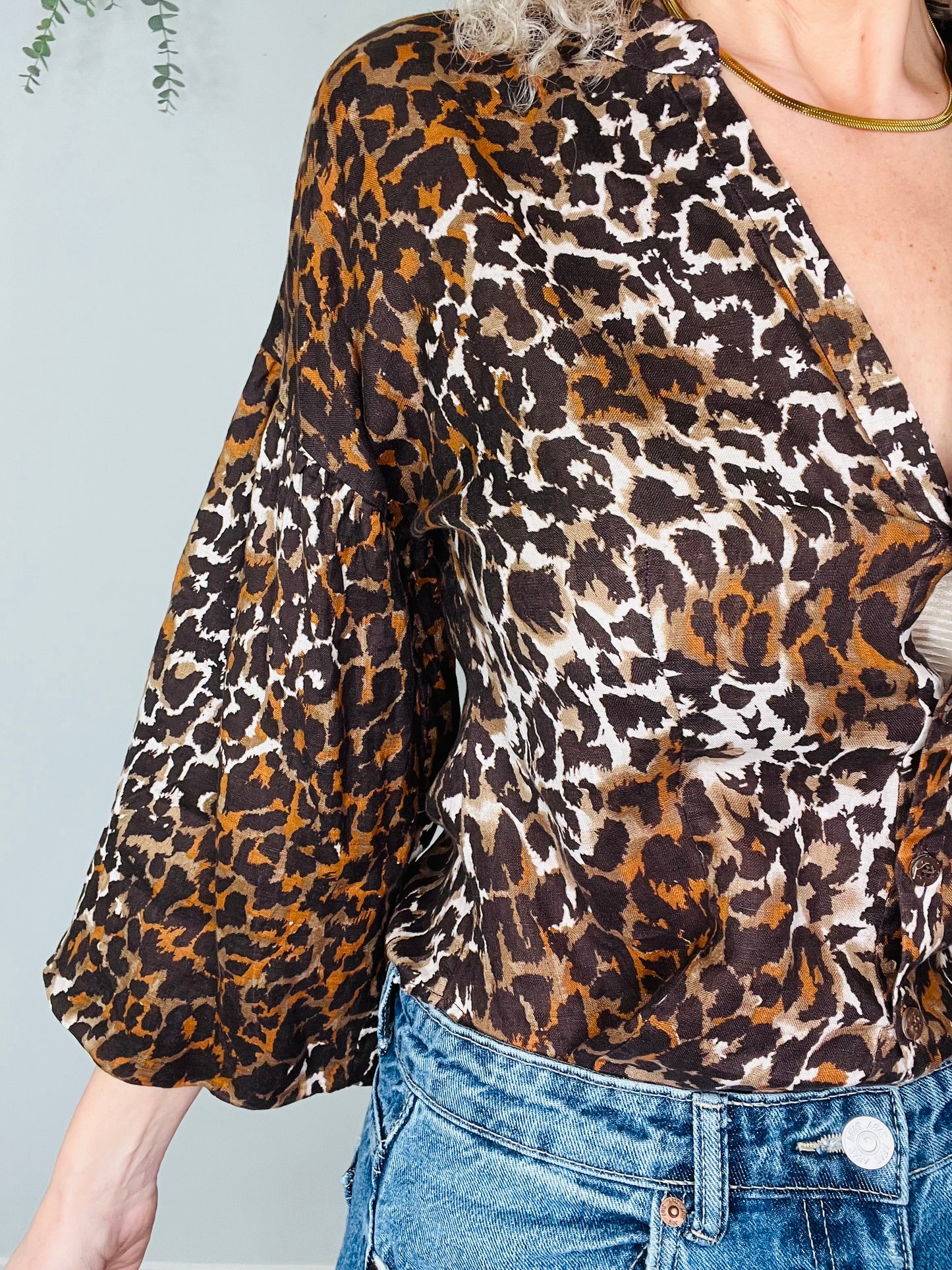 Leopard Print Shirt - Size 8