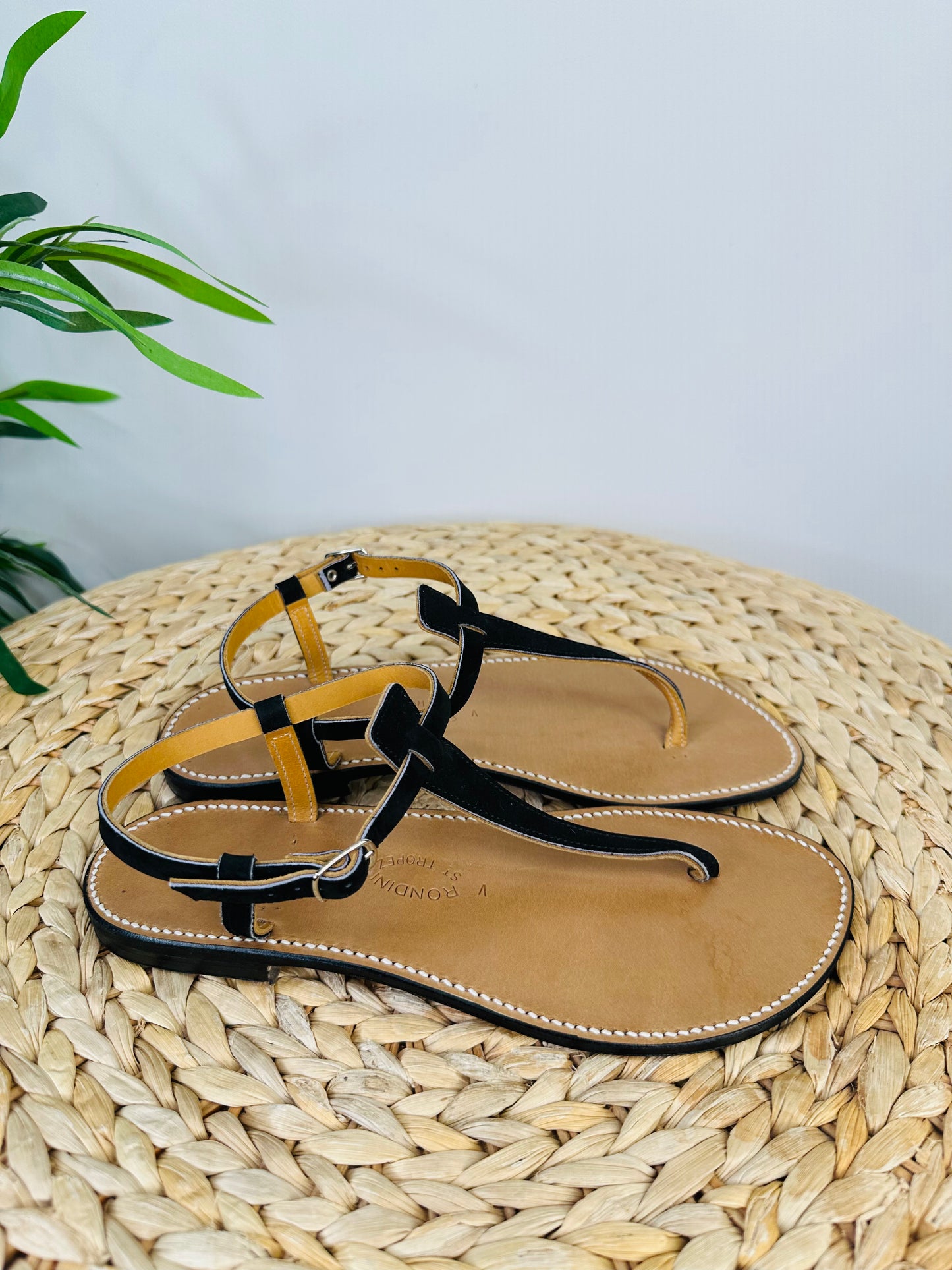 Suede Thong Sandals - Size 39