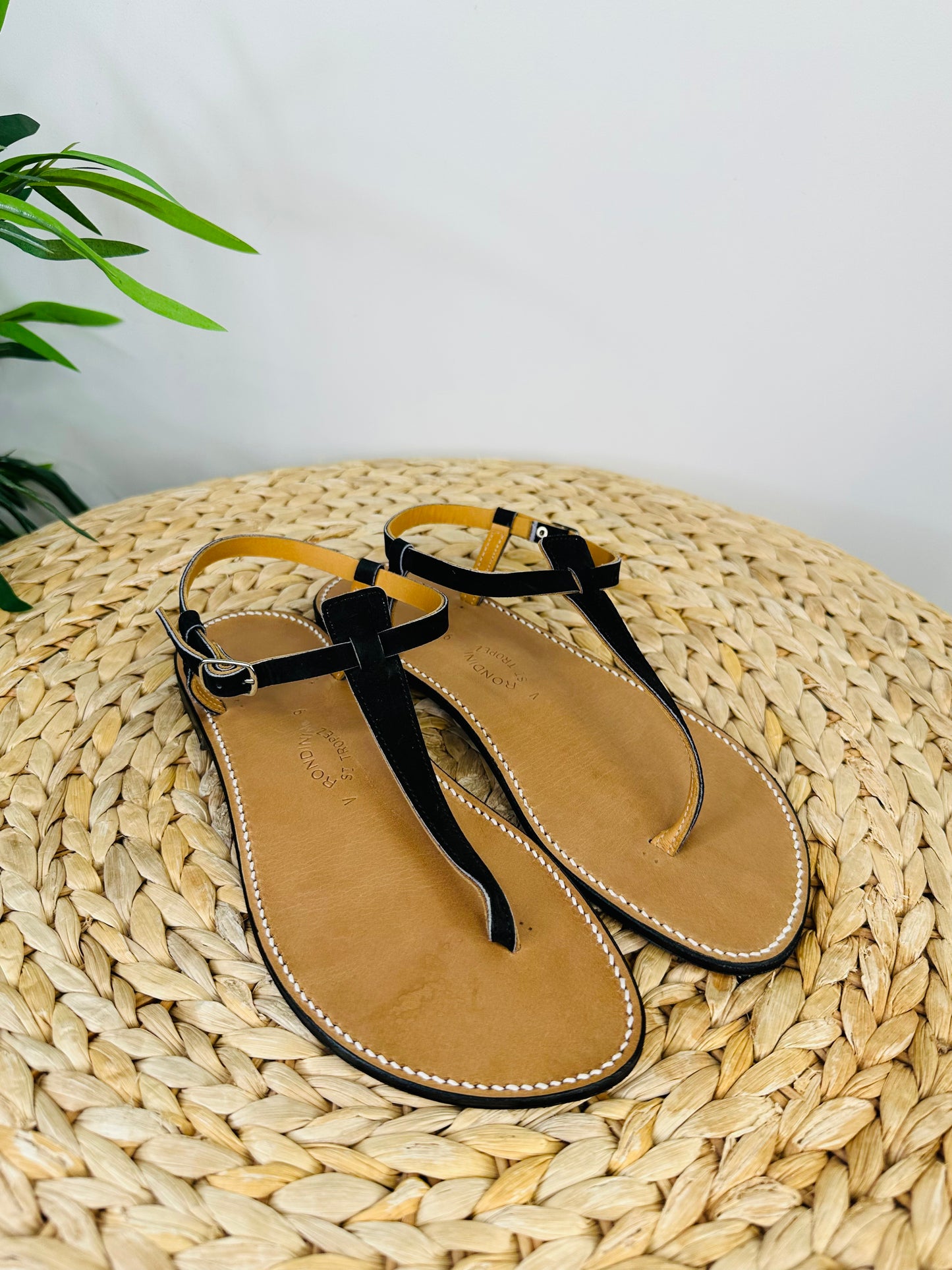 Suede Thong Sandals - Size 39