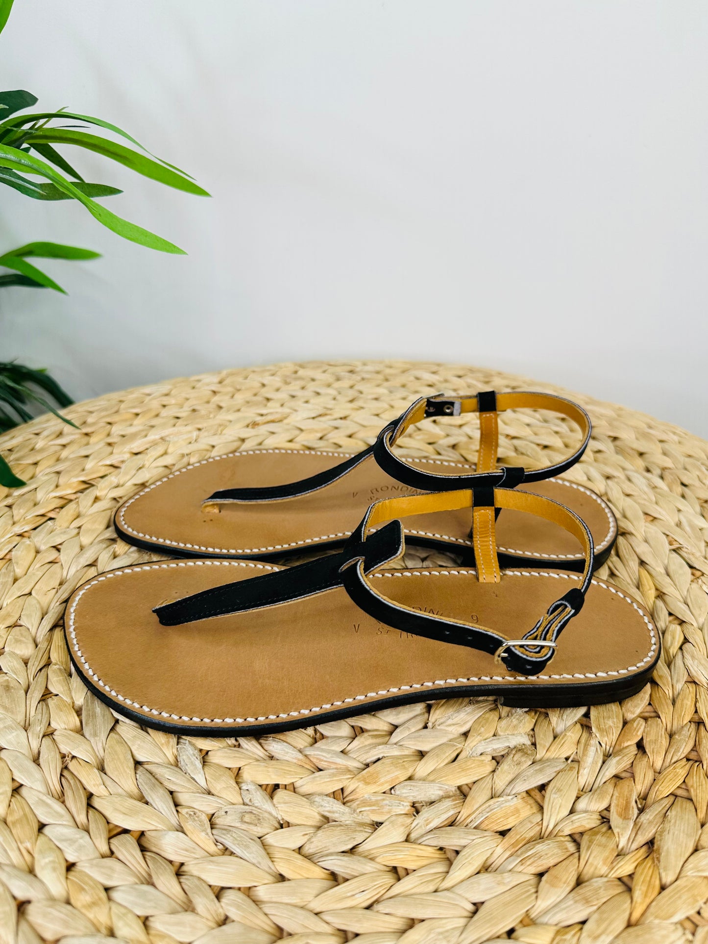 Suede Thong Sandals - Size 39