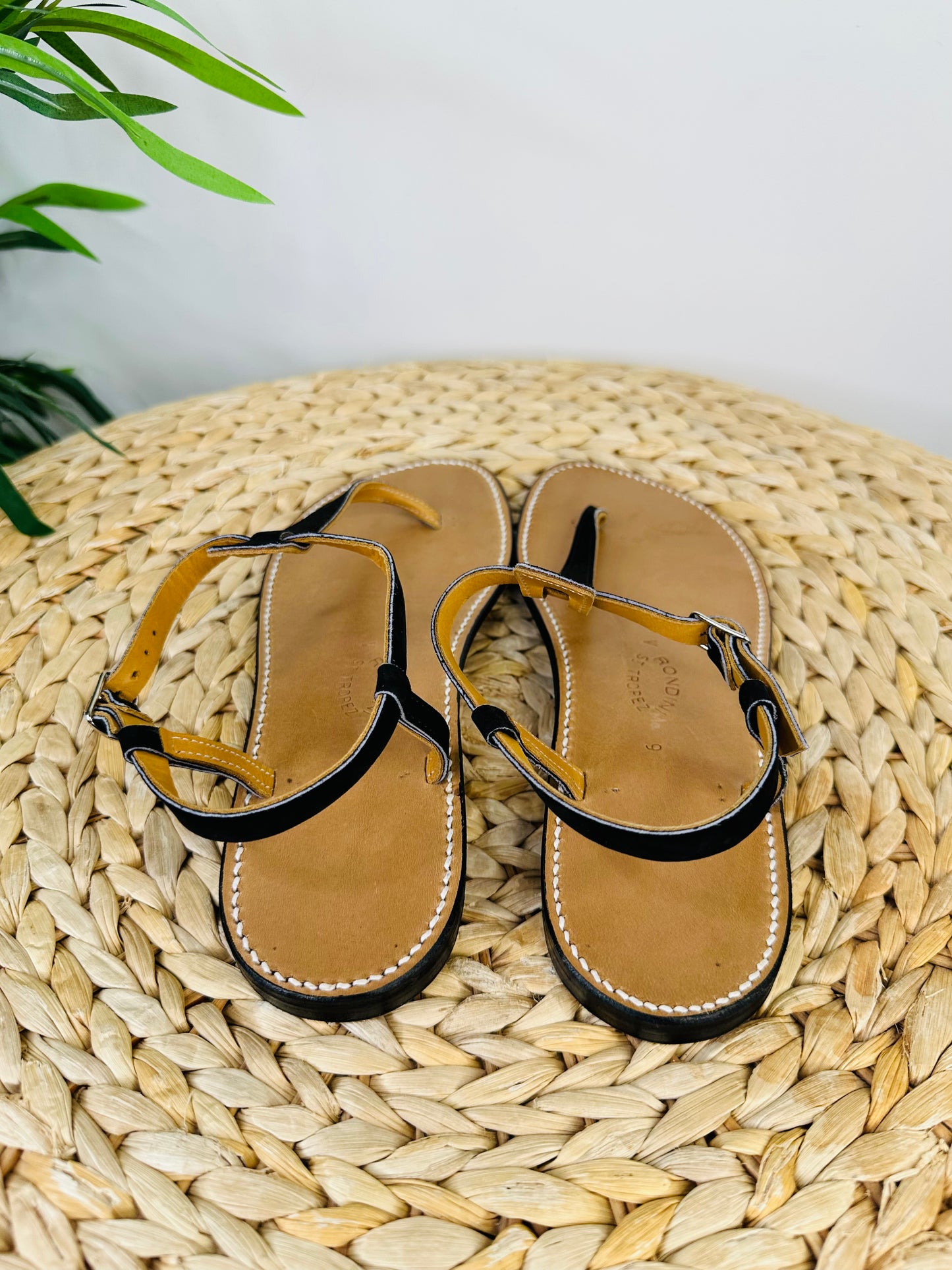 Suede Thong Sandals - Size 39