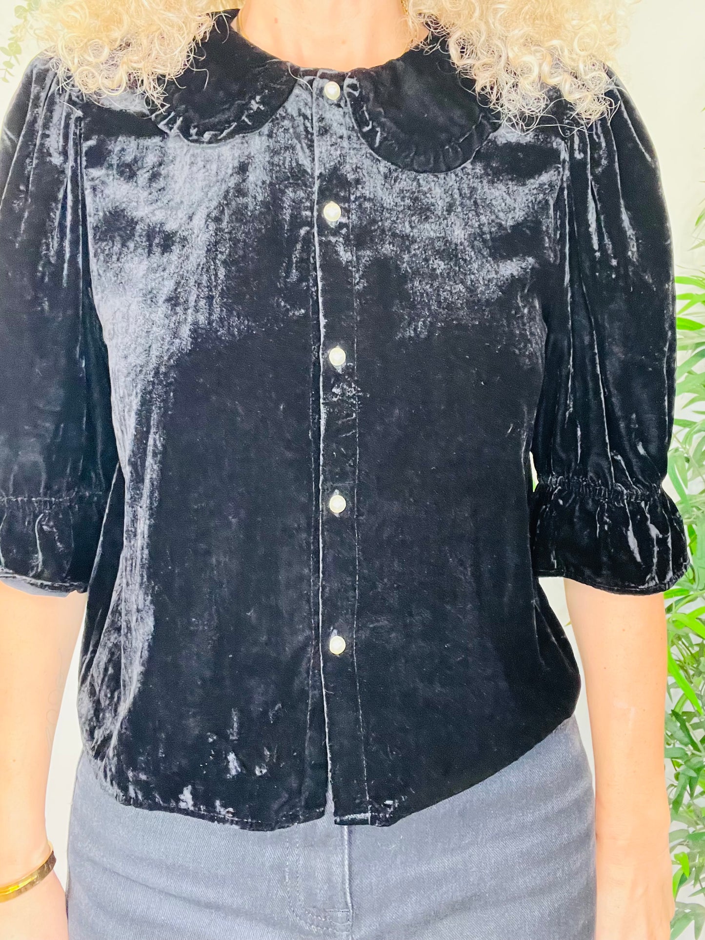 Crushed Velvet Blouse - Size 40