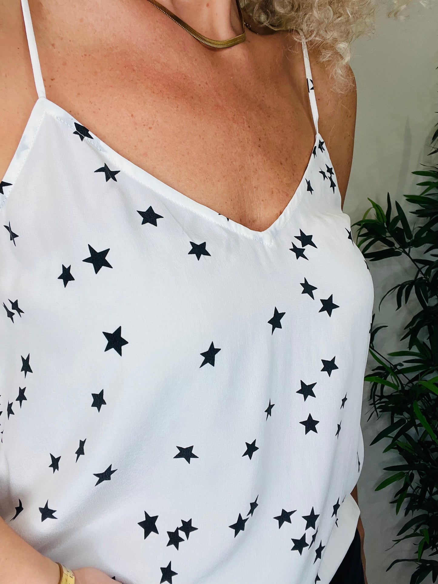 Silk Star Print Cami - Size S