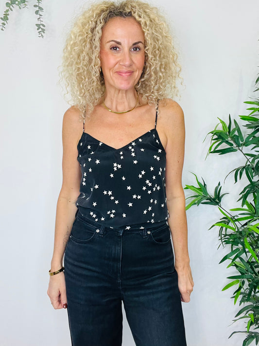 Silk Star Print Cami - Size S