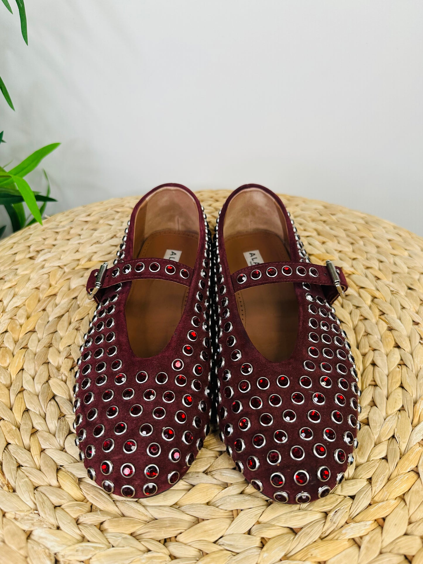 Embellished Suede Ballet Flats - Size 39