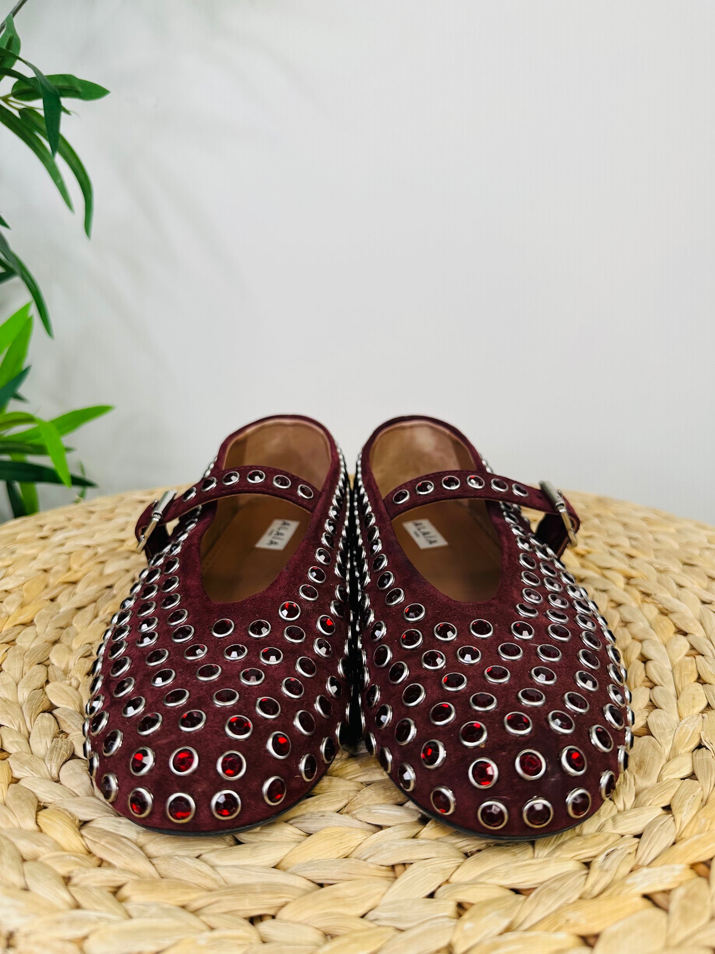 Embellished Suede Ballet Flats - Size 39