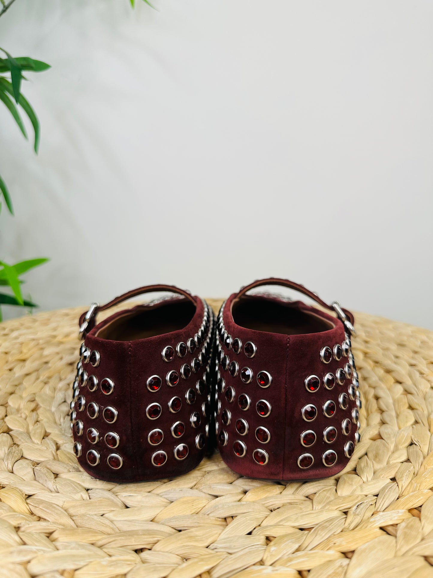 Embellished Suede Ballet Flats - Size 39