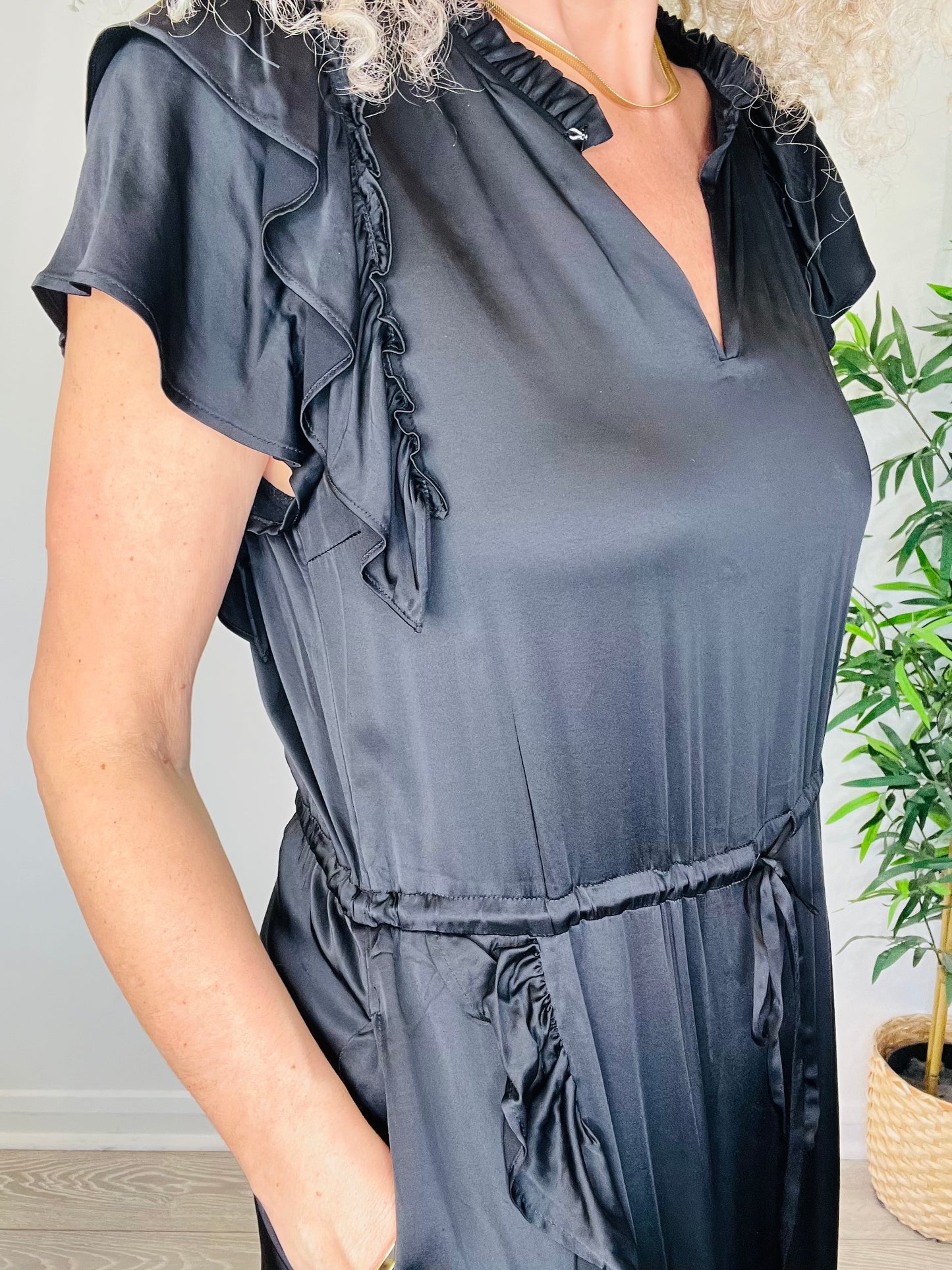 Satin Midi Dress - Size 34