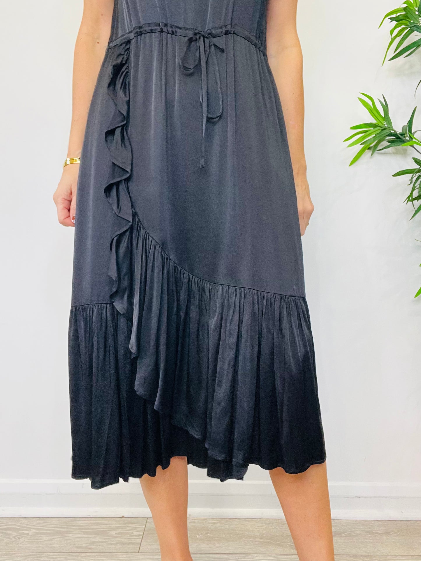 Satin Midi Dress - Size 34