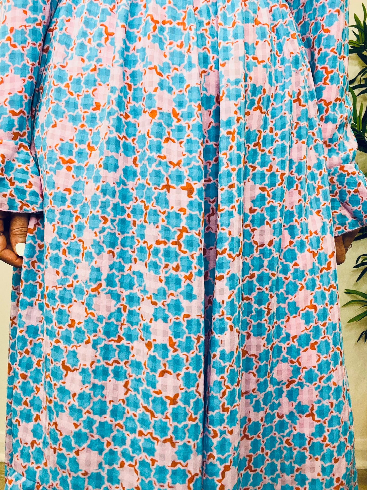 Patterned Freesia Dress - Size S