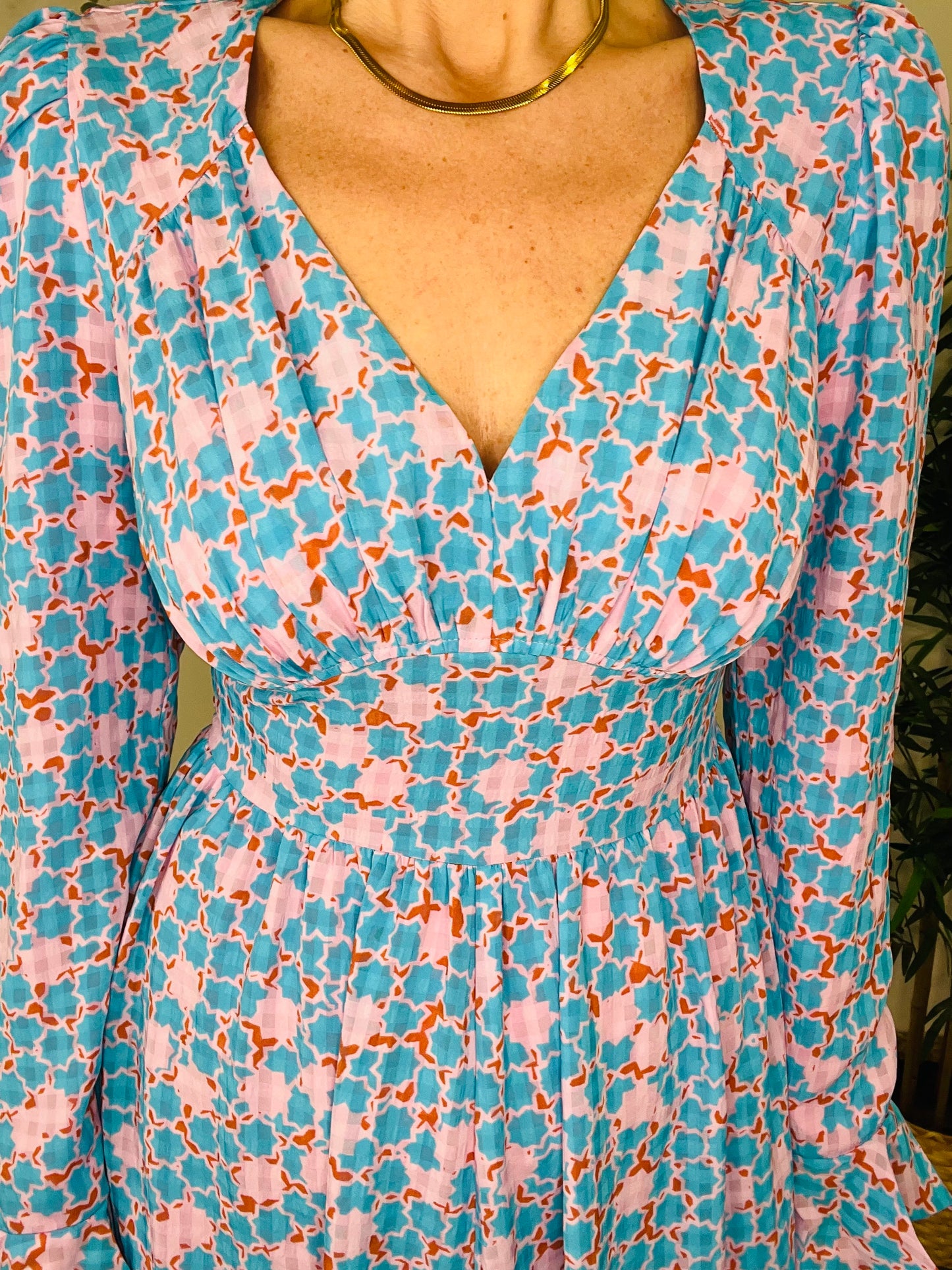 Patterned Freesia Dress - Size S