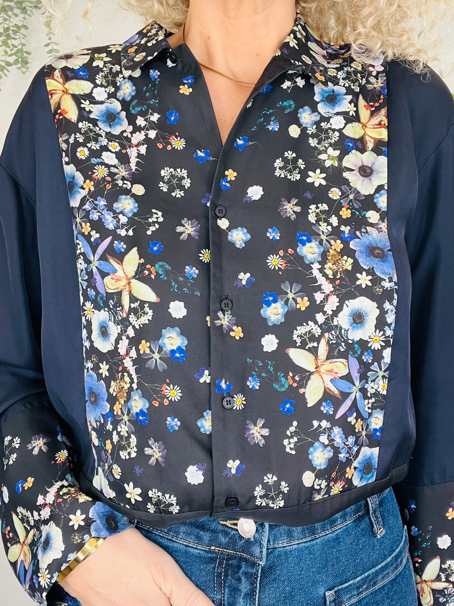 Floral Silk Shirt - Size 34