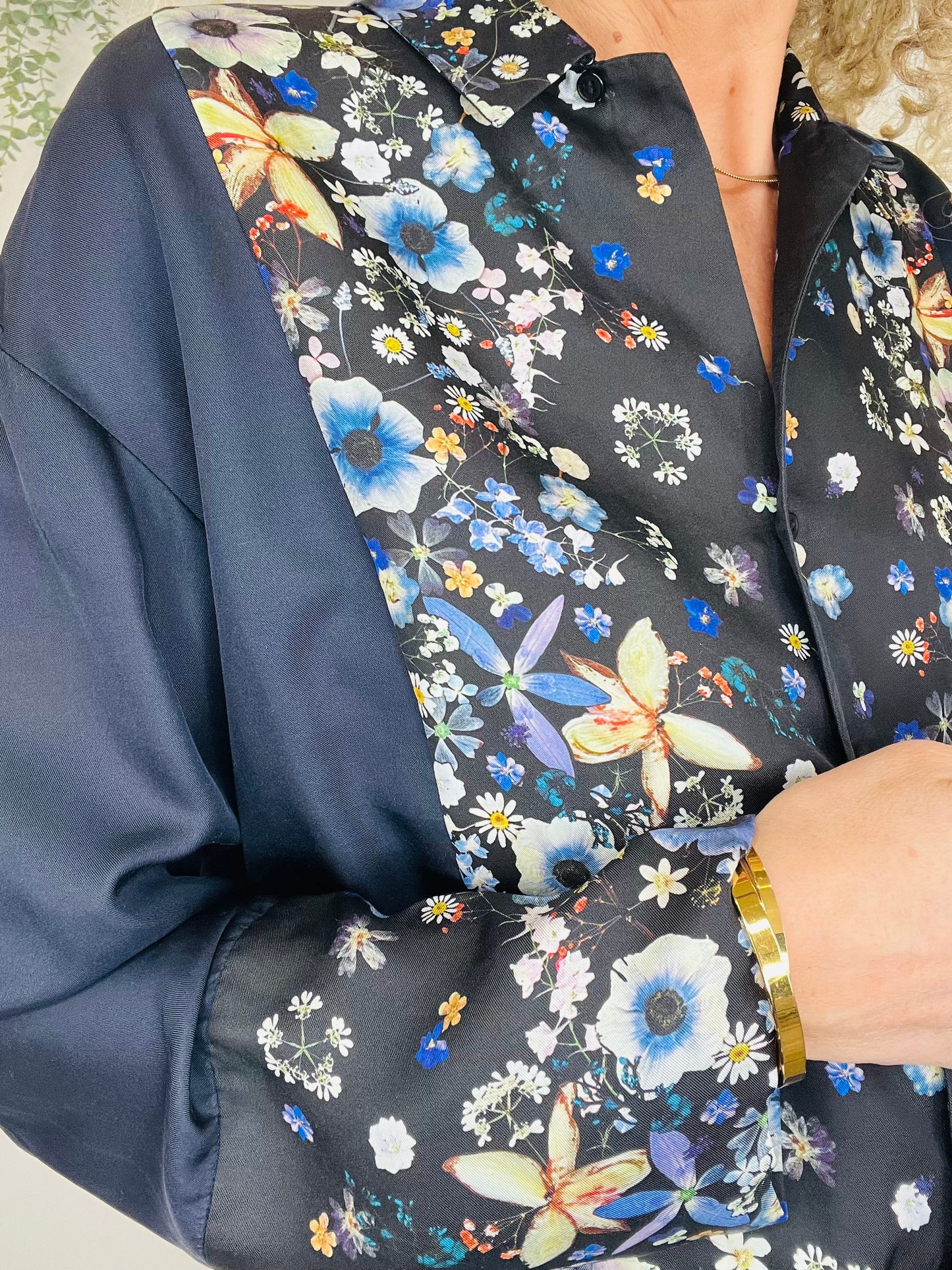 Floral Silk Shirt - Size 34