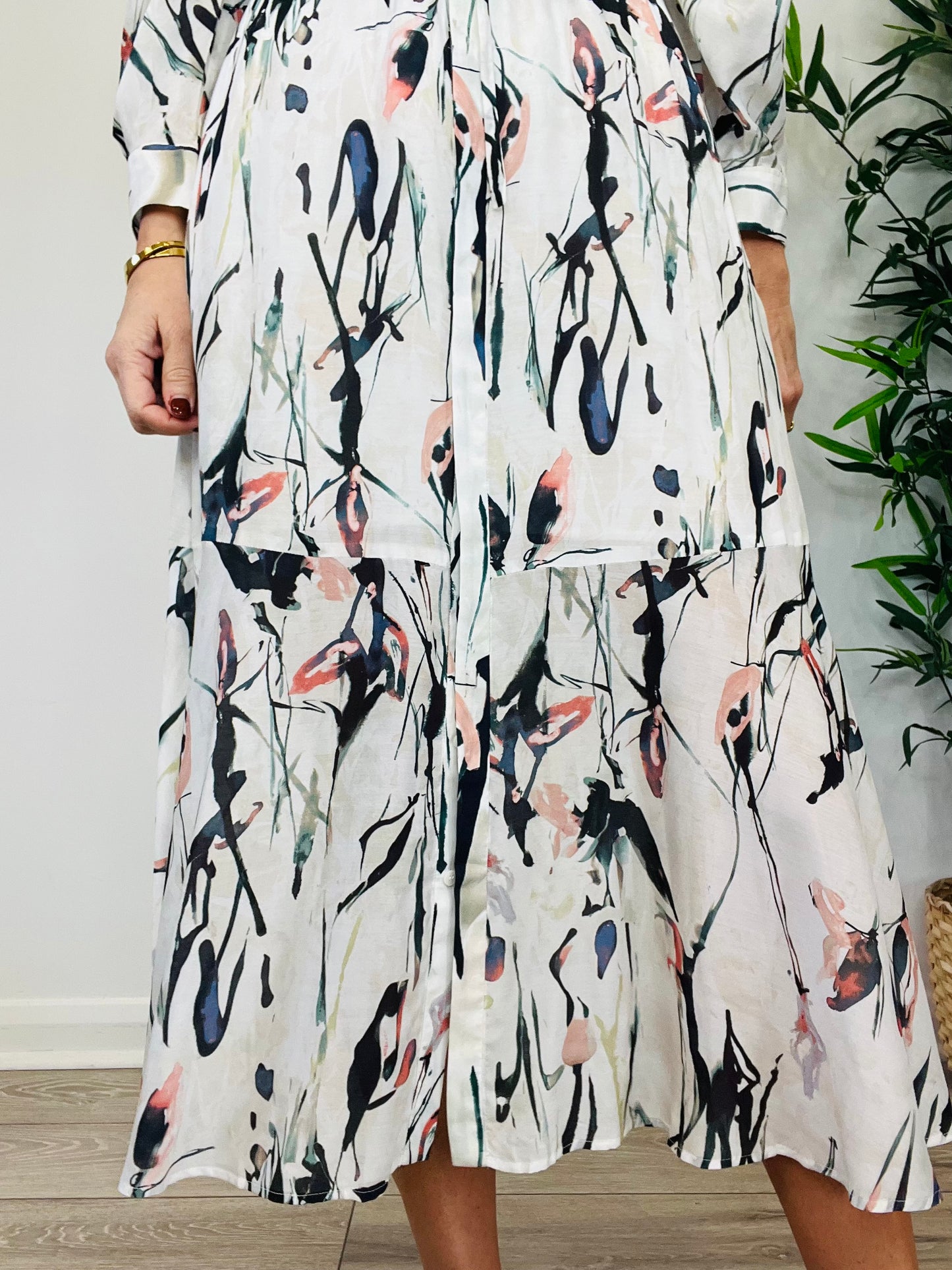 Patterned Shirt Dress - Size 34