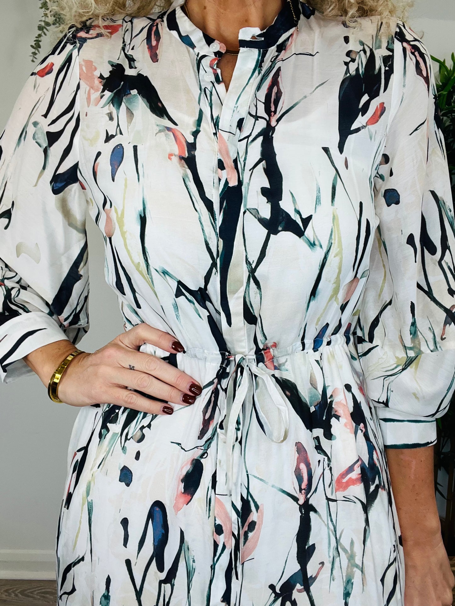 Patterned Shirt Dress - Size 34