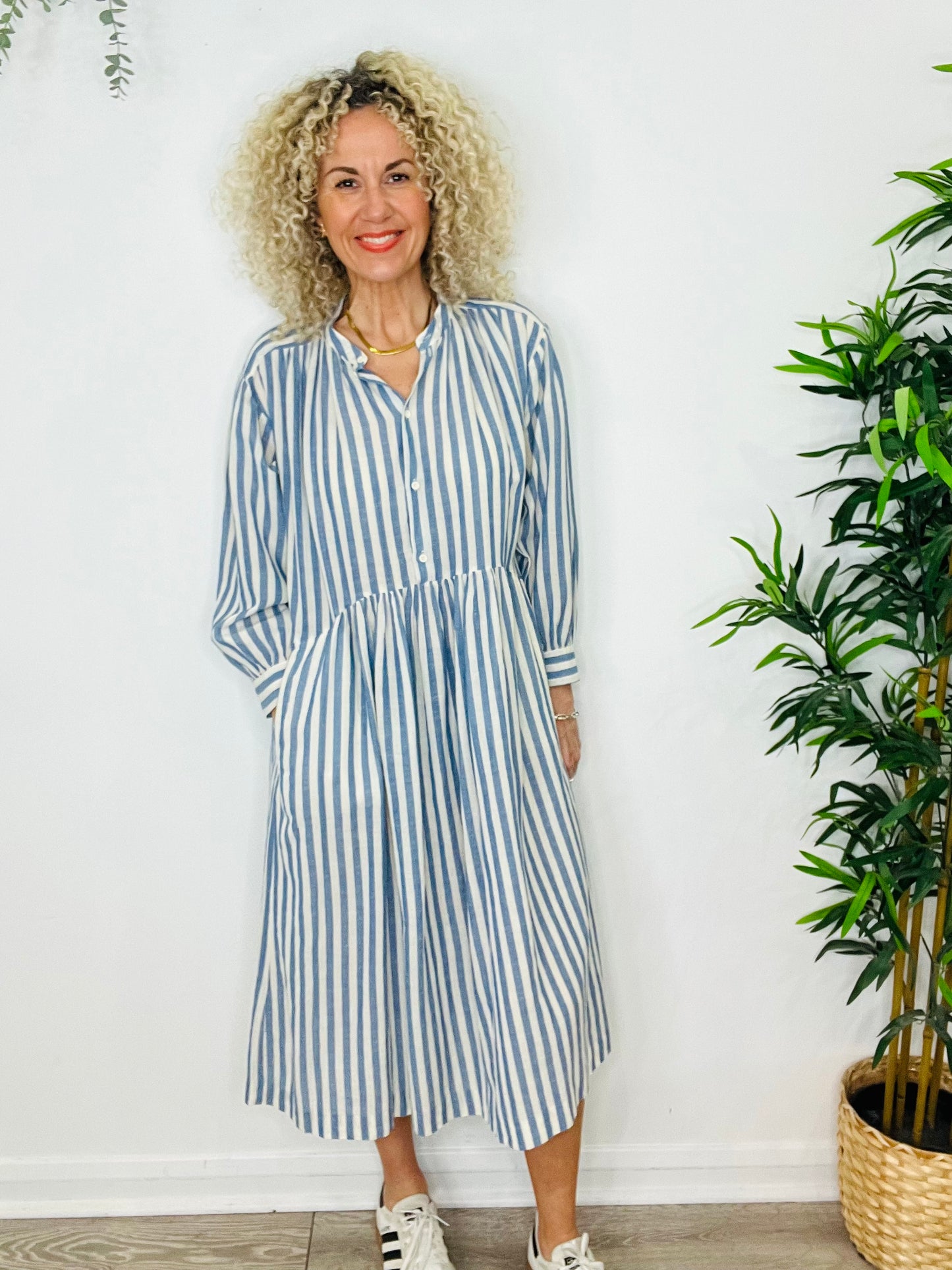 Striped Cotton Dress - Size M
