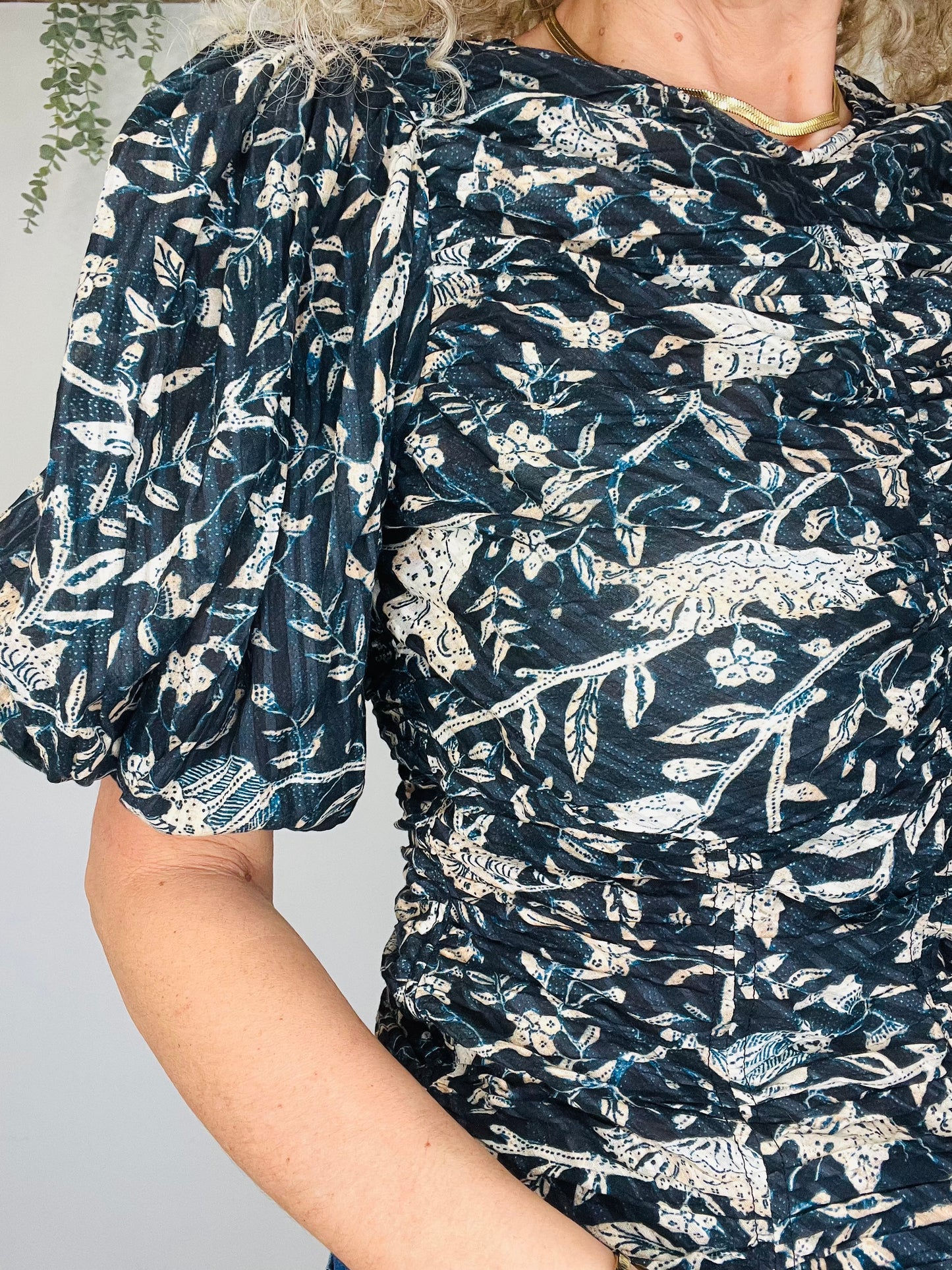 Ruched Floral Blouse - Size 8