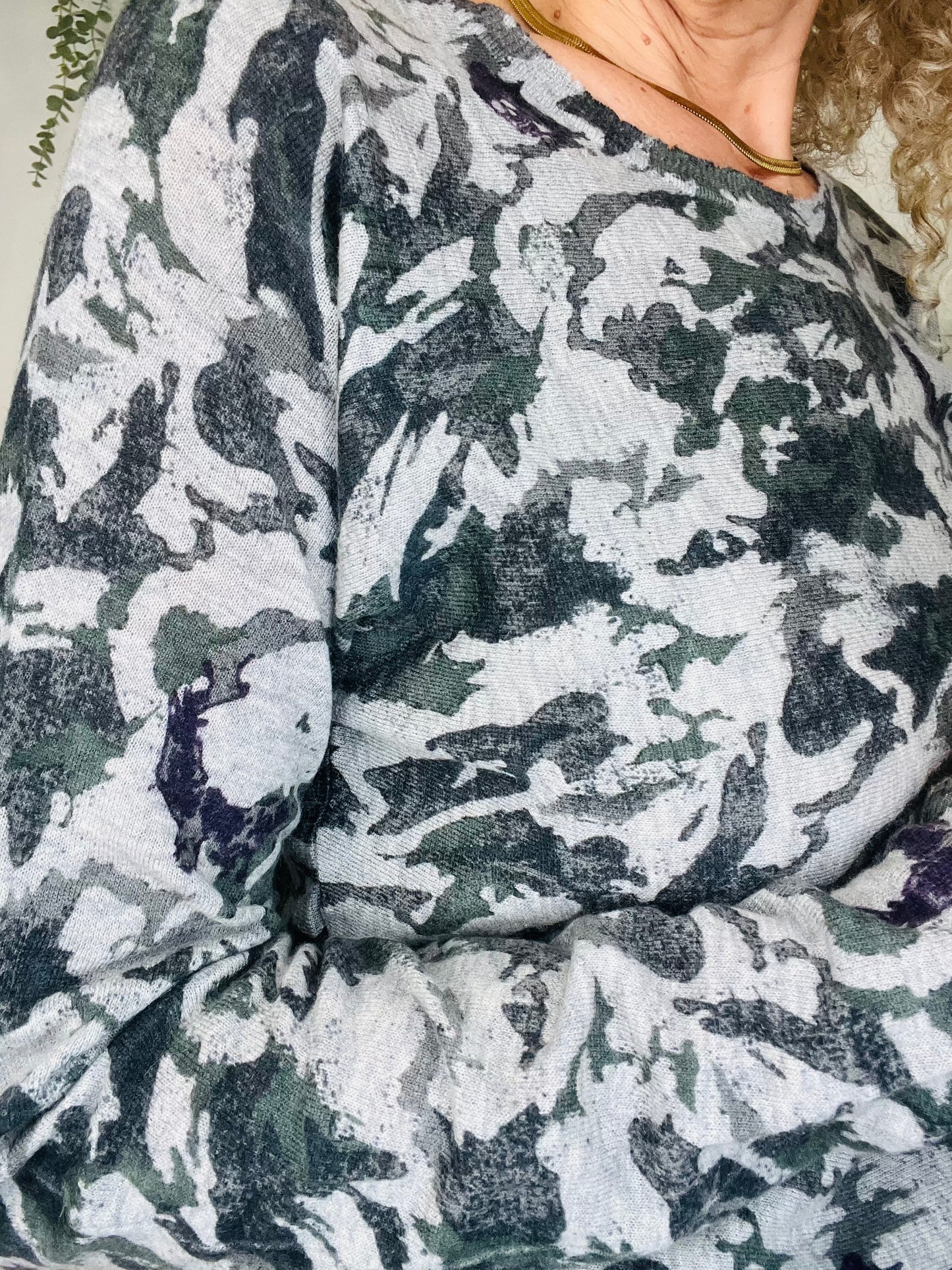 Camo Print Jumper - Size M