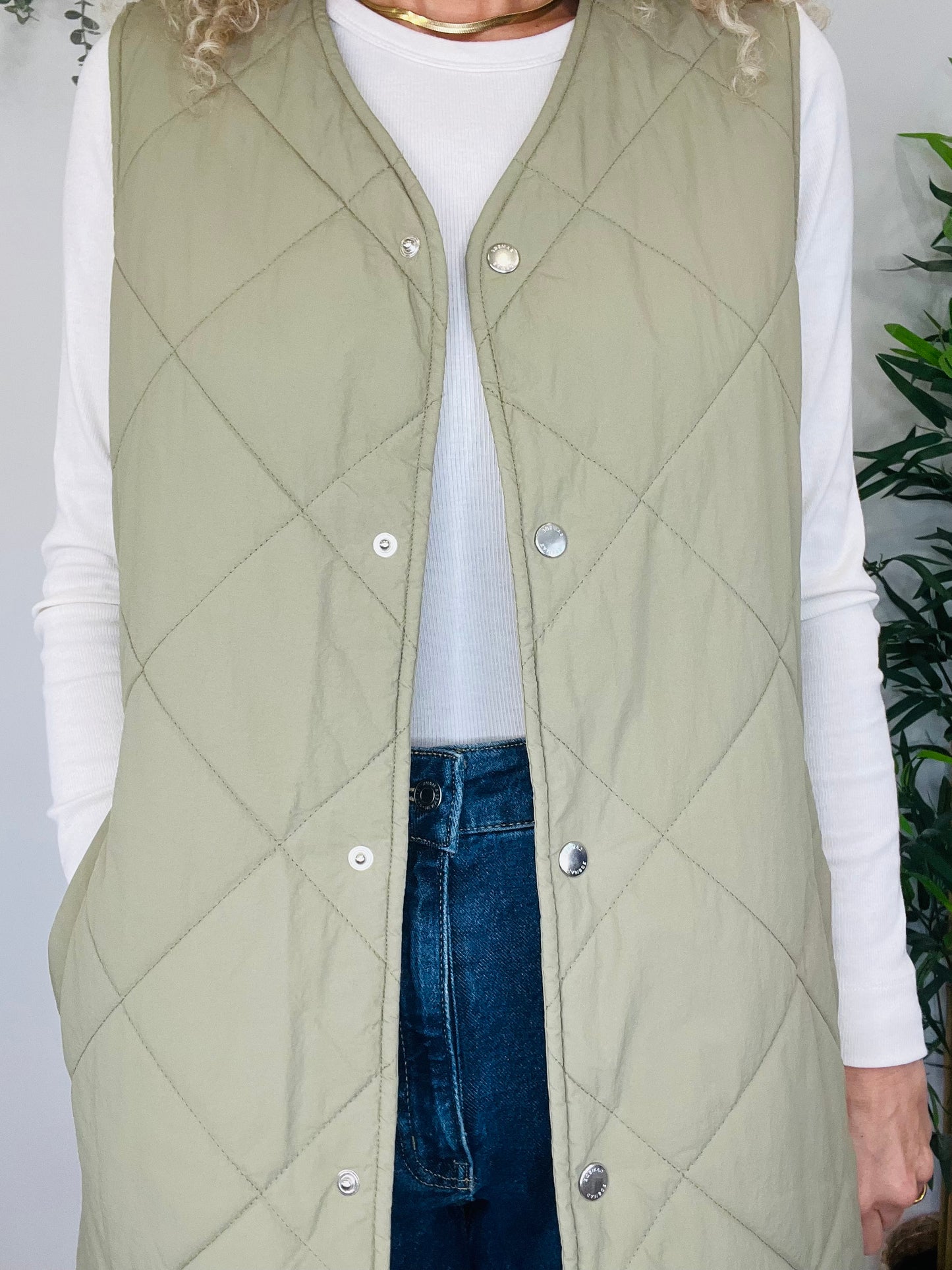 Longline Quilted Gilet - Size M