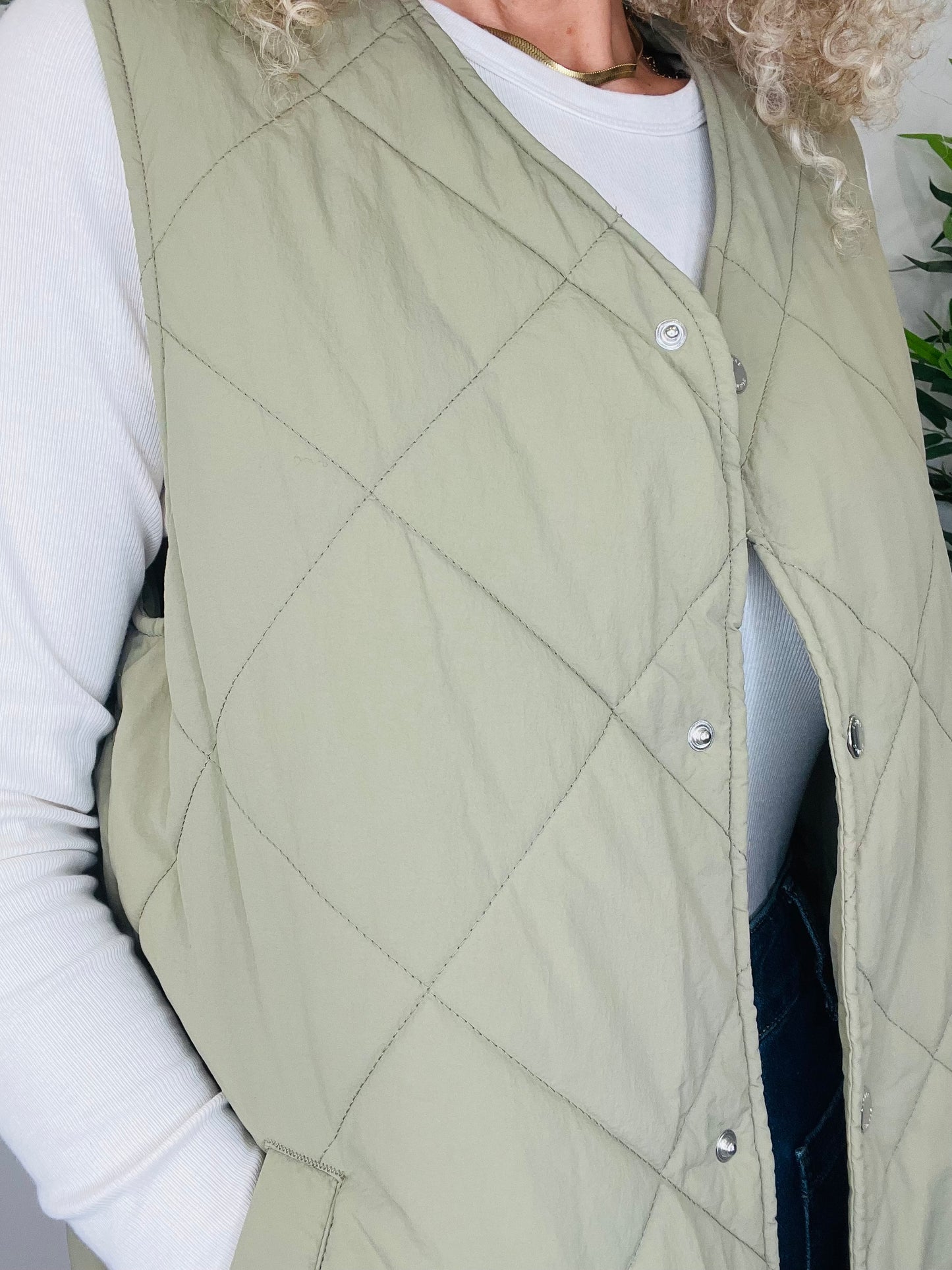 Longline Quilted Gilet - Size M