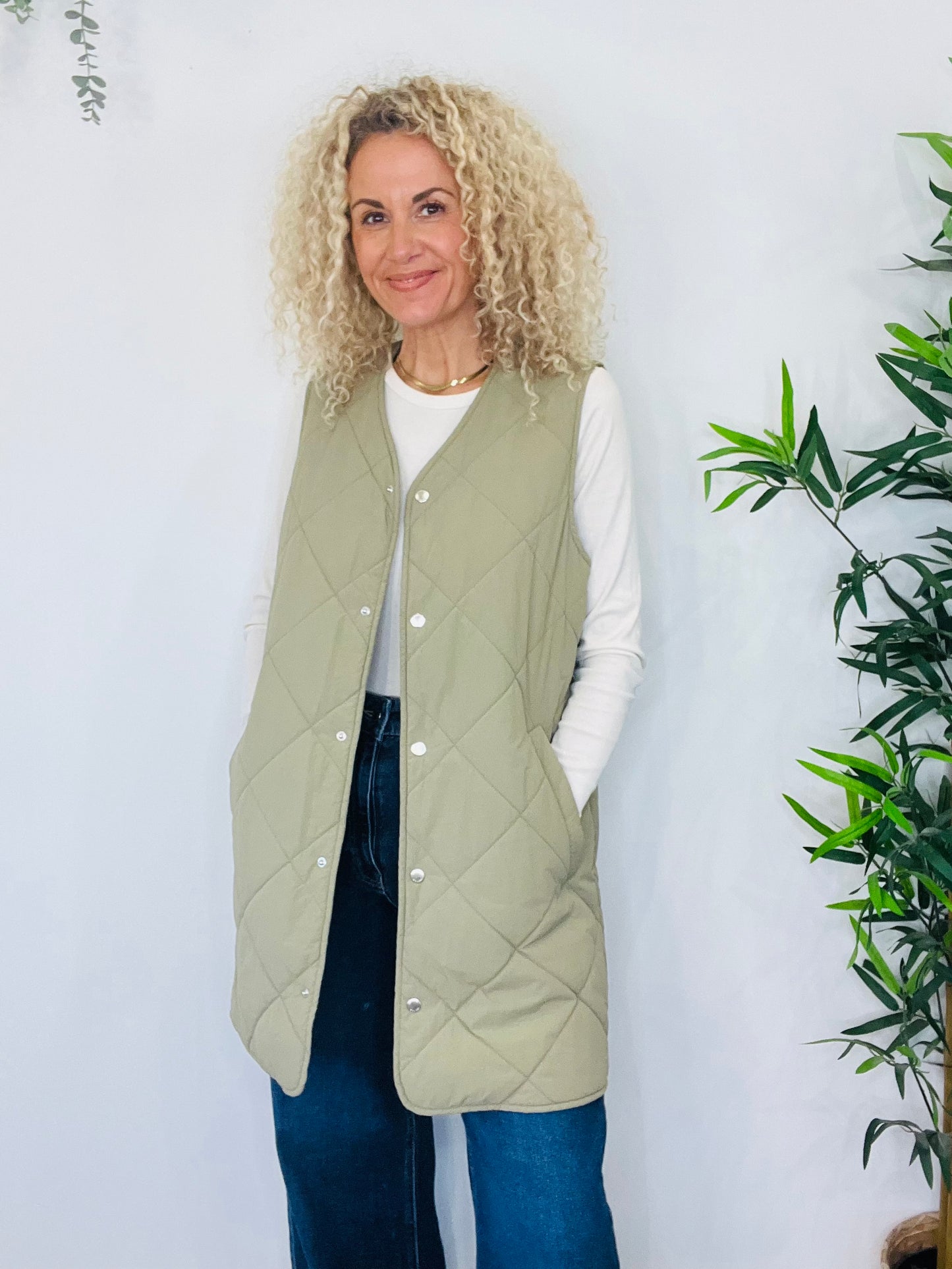 Longline Quilted Gilet - Size M