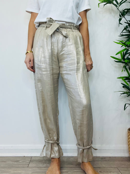 Metallic Linen Trousers - Size M