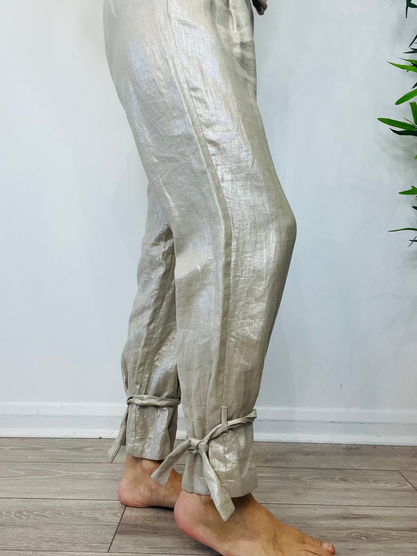 Metallic Linen Trousers - Size M