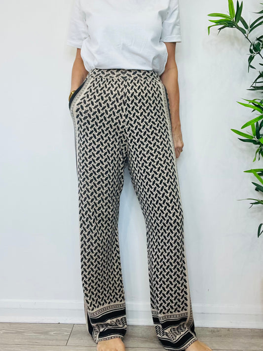 Patterned Cashmere Trousers - Size M