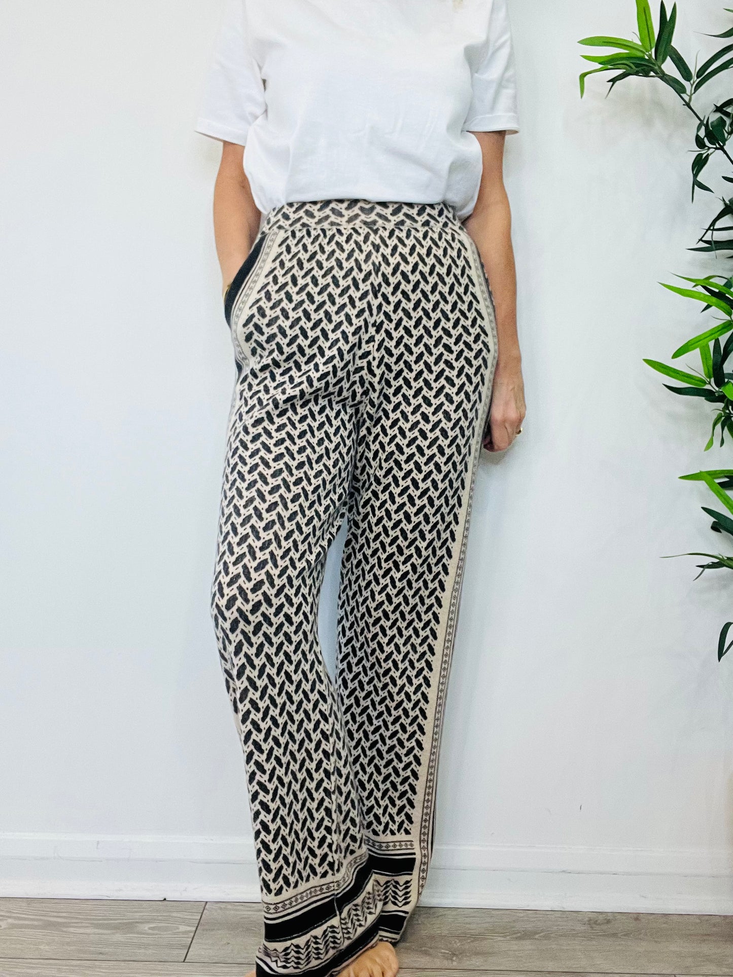 Patterned Cashmere Trousers - Size M