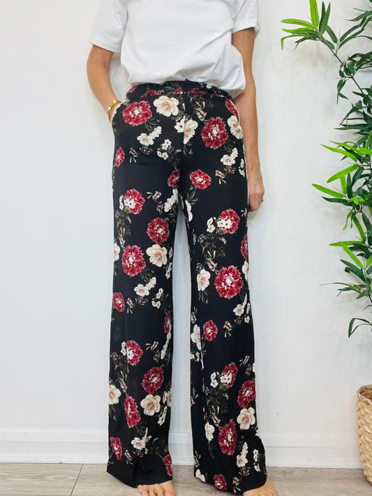 Floral Silk Trousers - Size 10