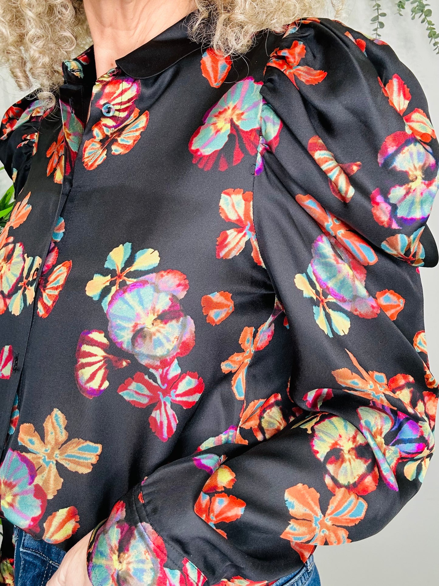 Floral Silk Shirt - Size 8