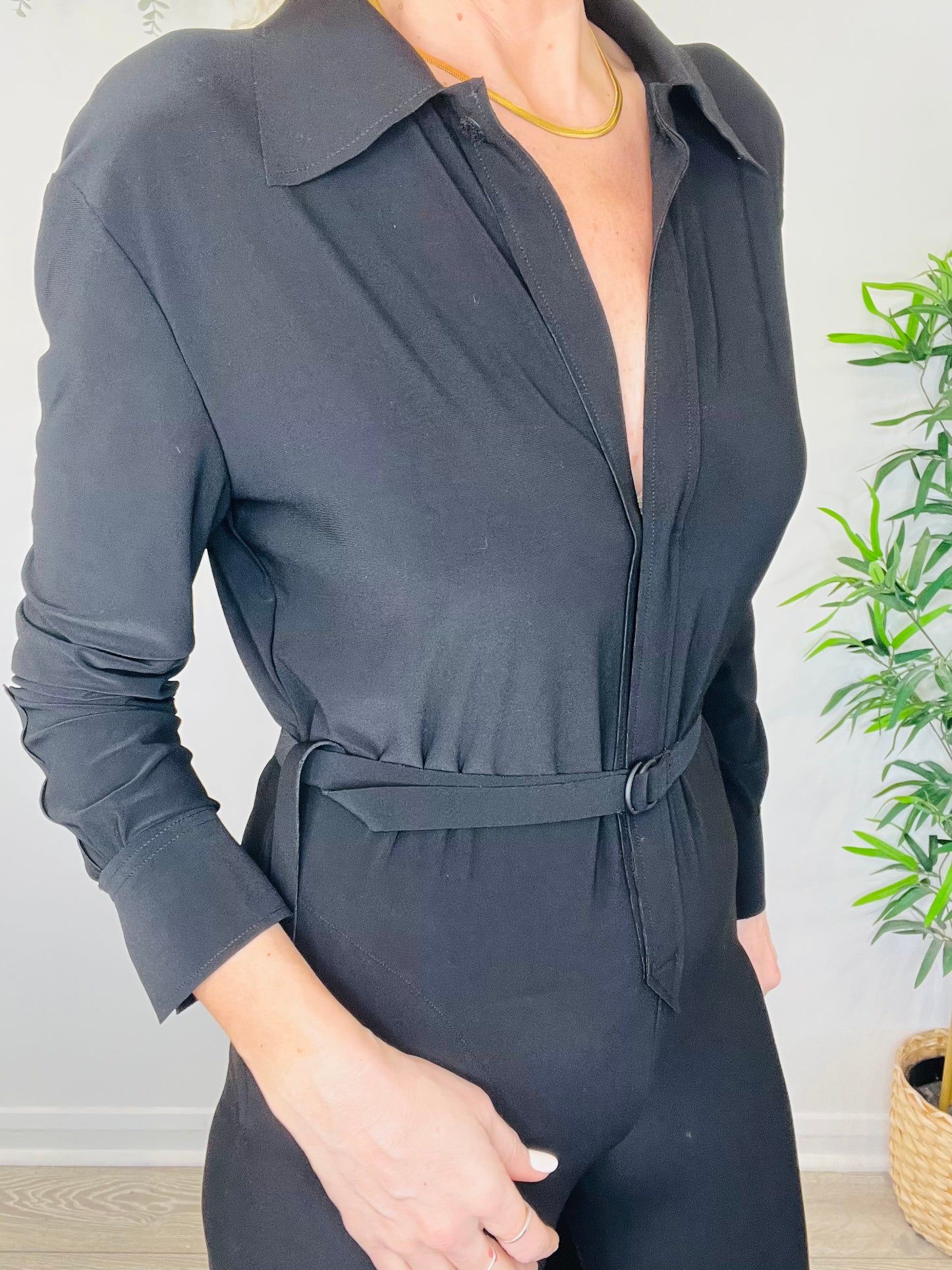 Stretch Belted Jumpsuit - Size S
