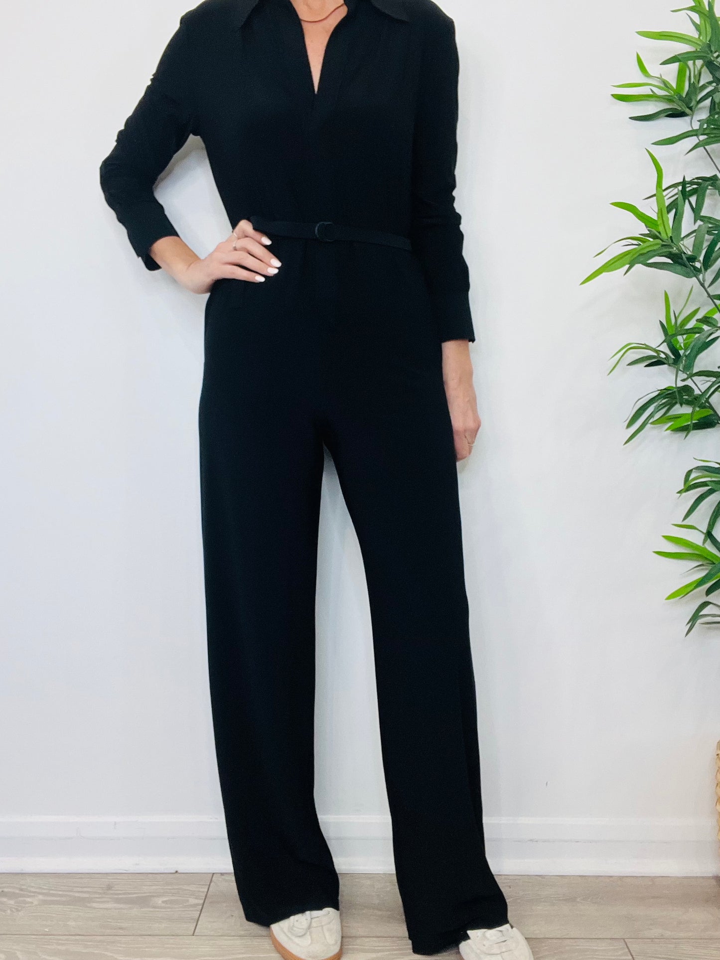 Stretch Belted Jumpsuit - Size S