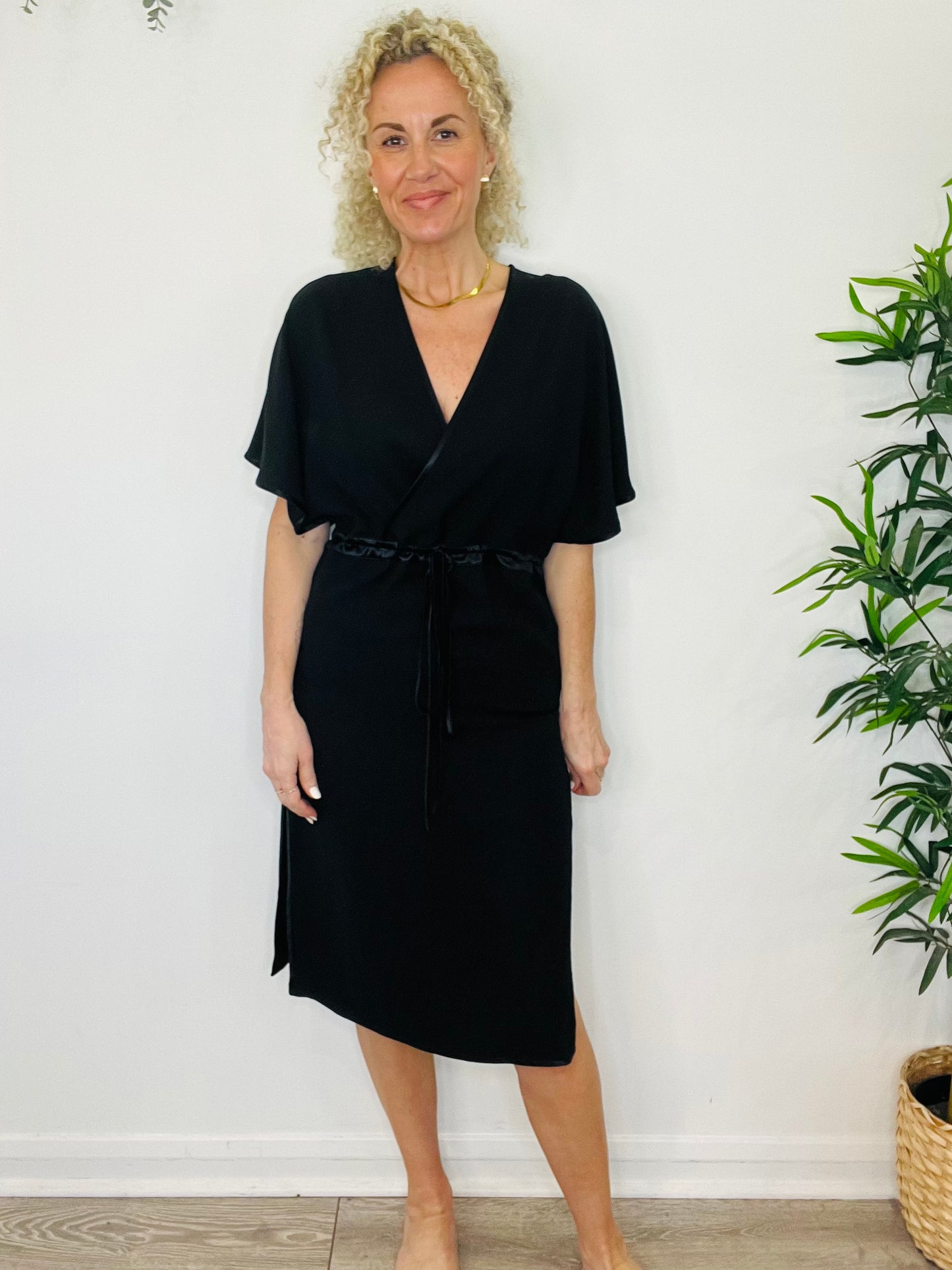 Silk Midi Dress - Size 36