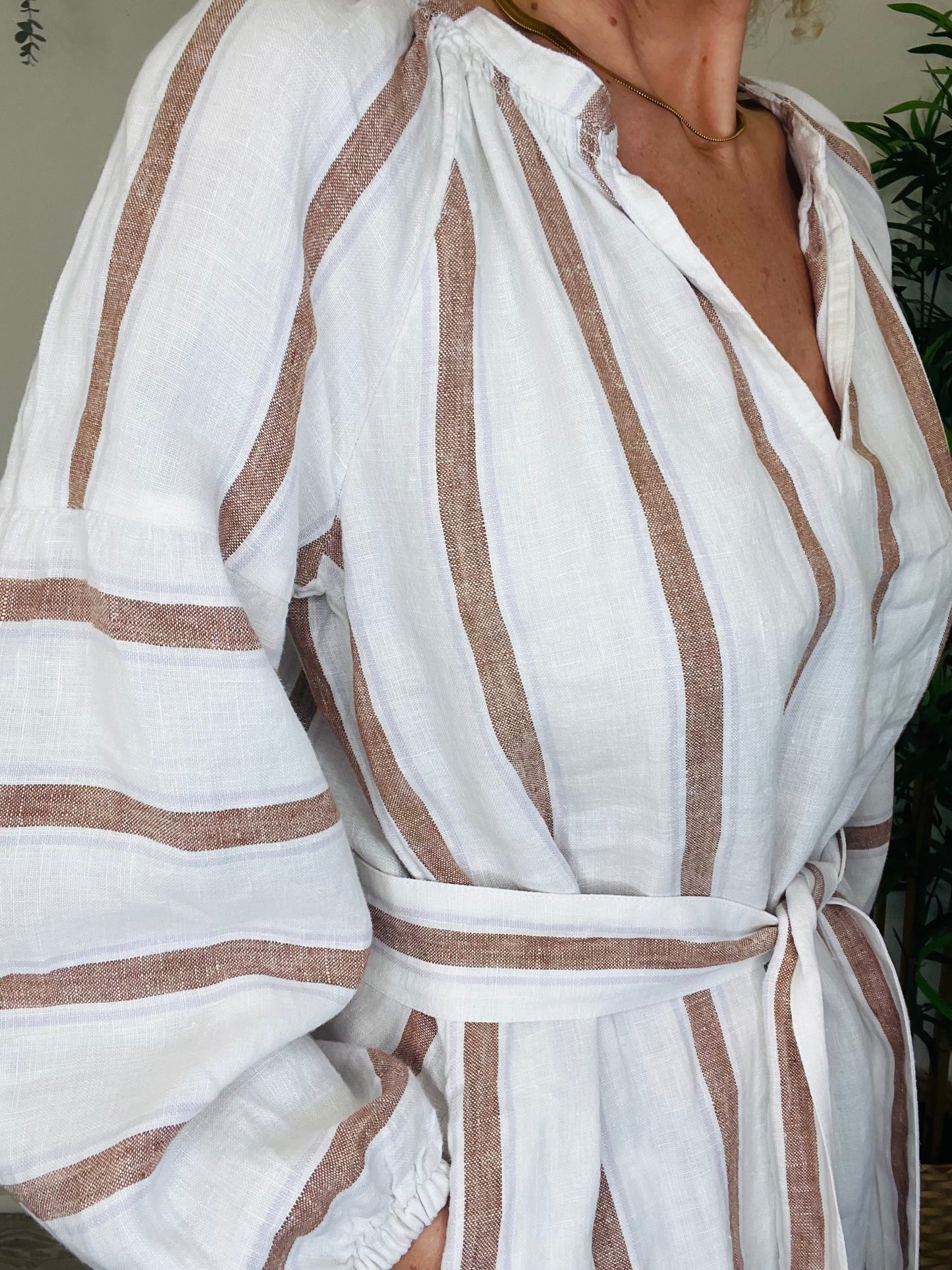 Striped Linen Dress - Size S