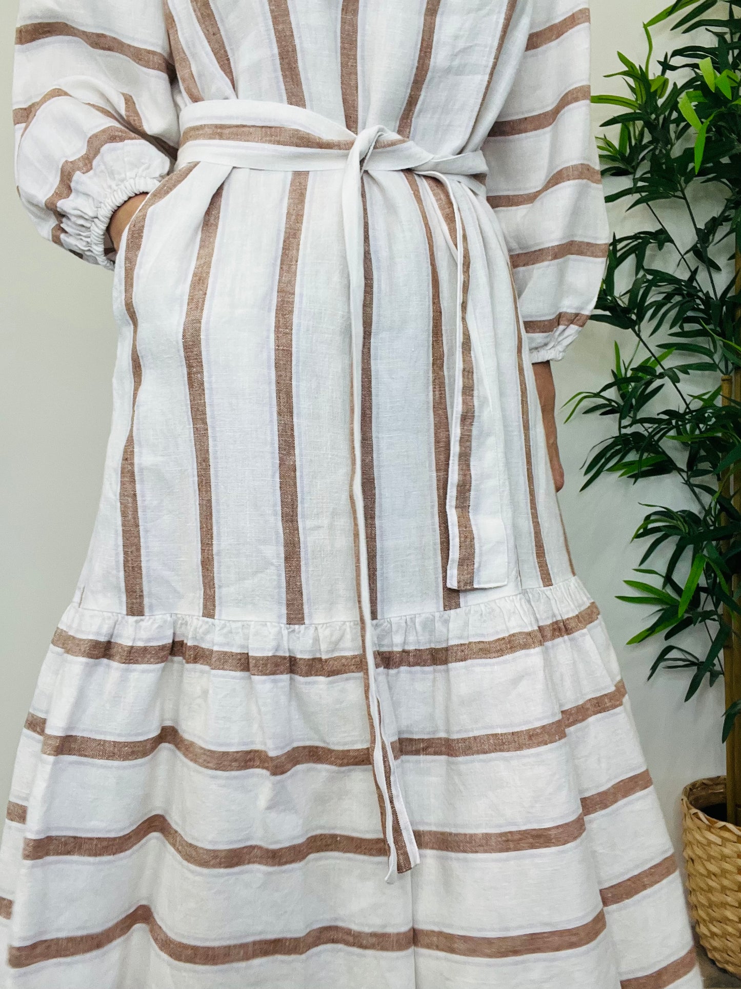Striped Linen Dress - Size S