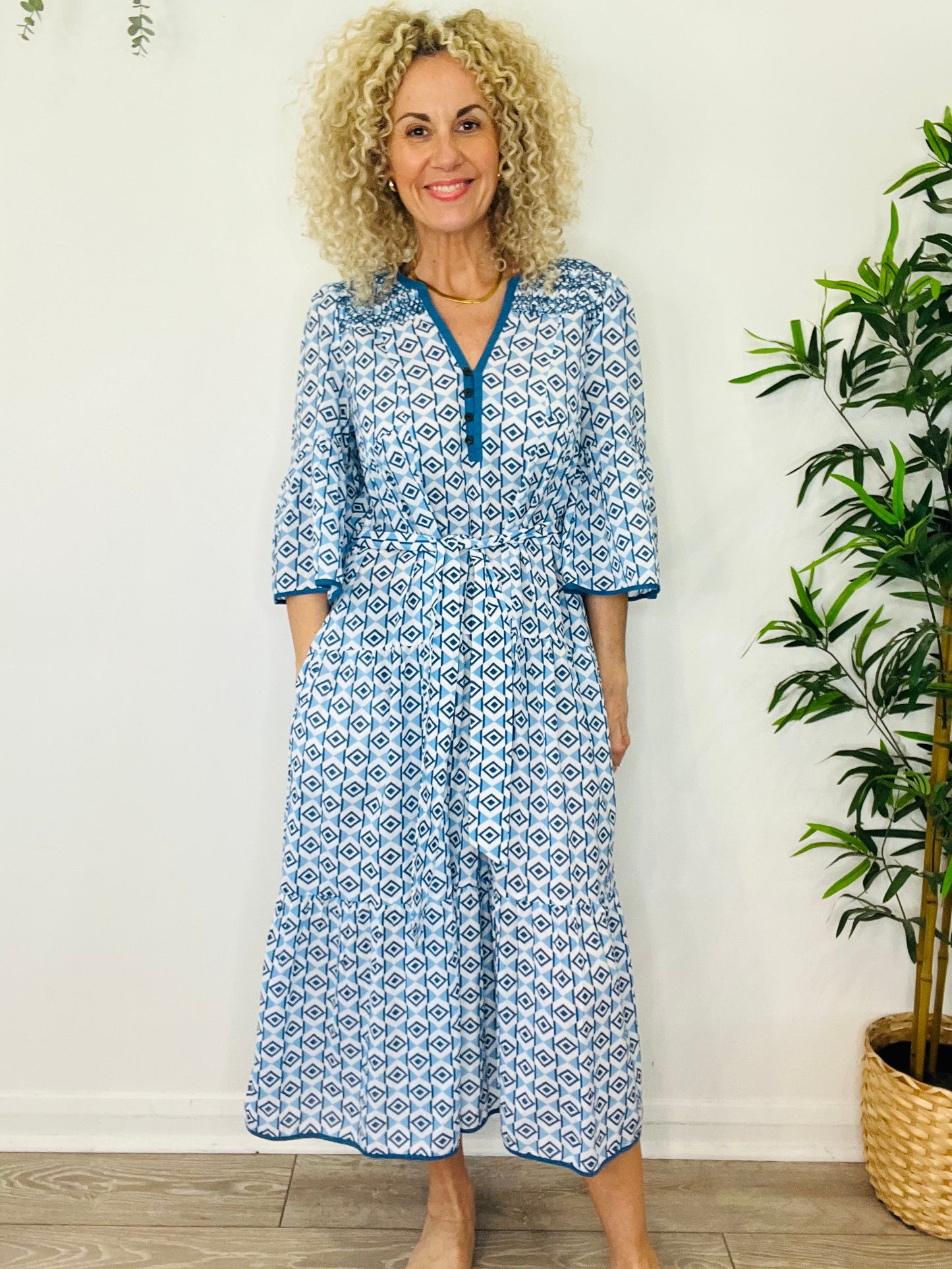 Patterned Cotton Dress - Size 10