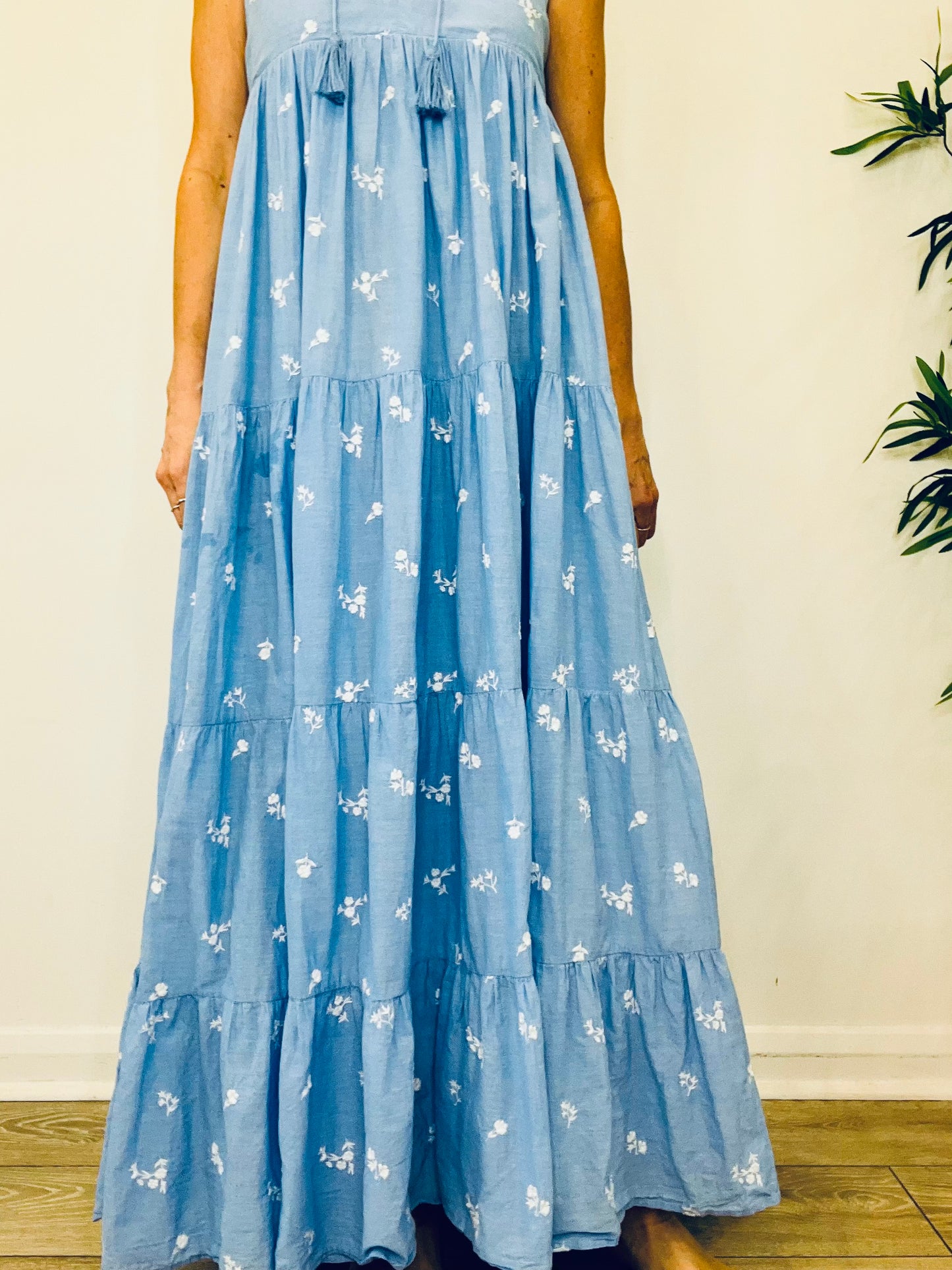 Embroidered Maxi Dress - Size 40