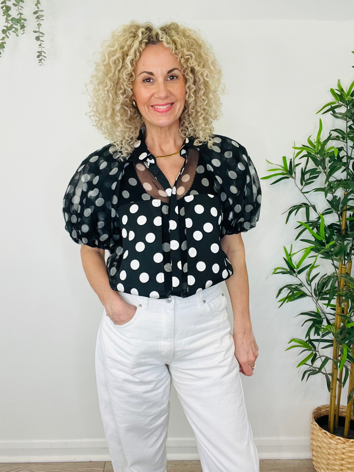 Polka Dot Sheer Blouse - Size 1